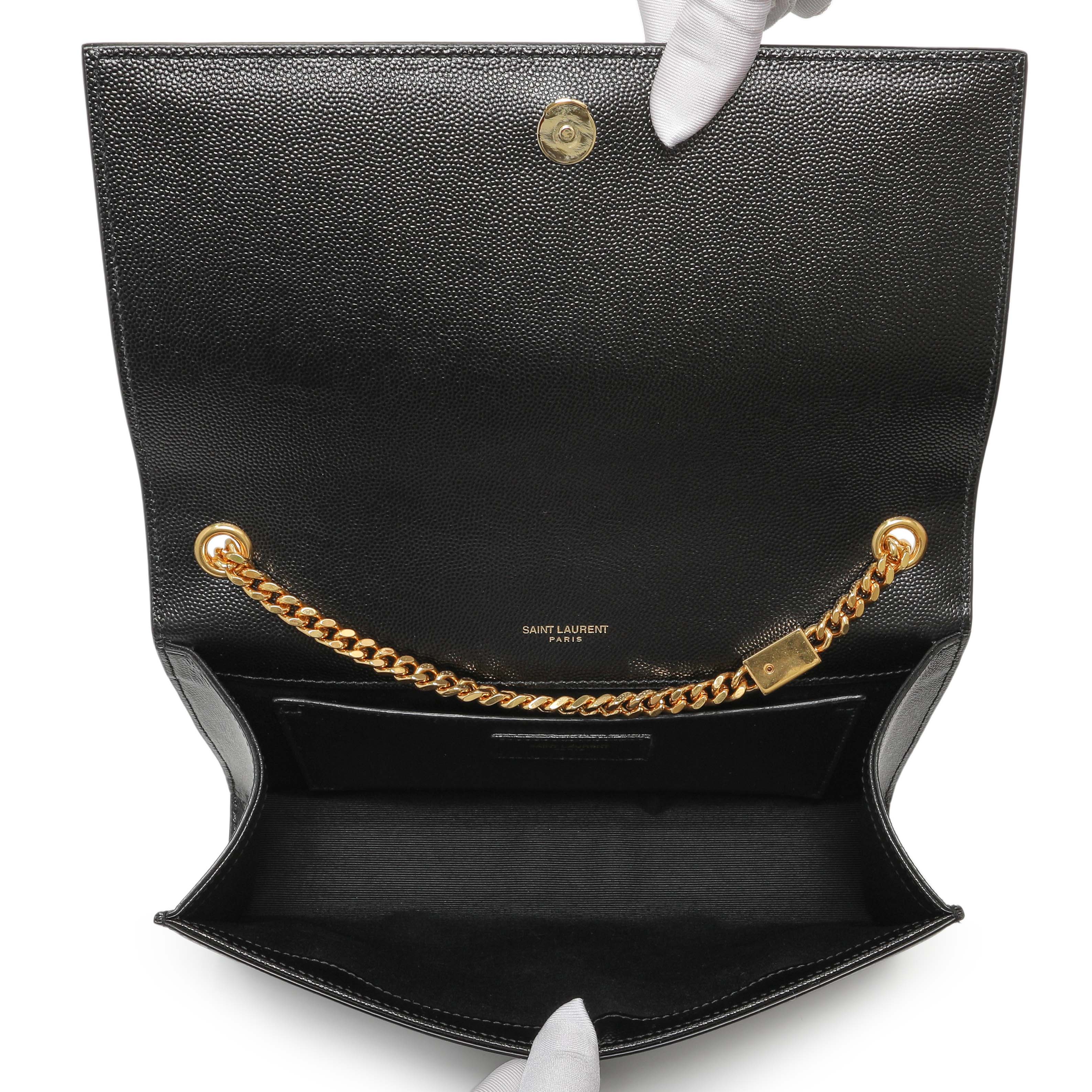 Saint Laurent Black Grain De Poudre Medium Monogram Kate Satchel - Image 4