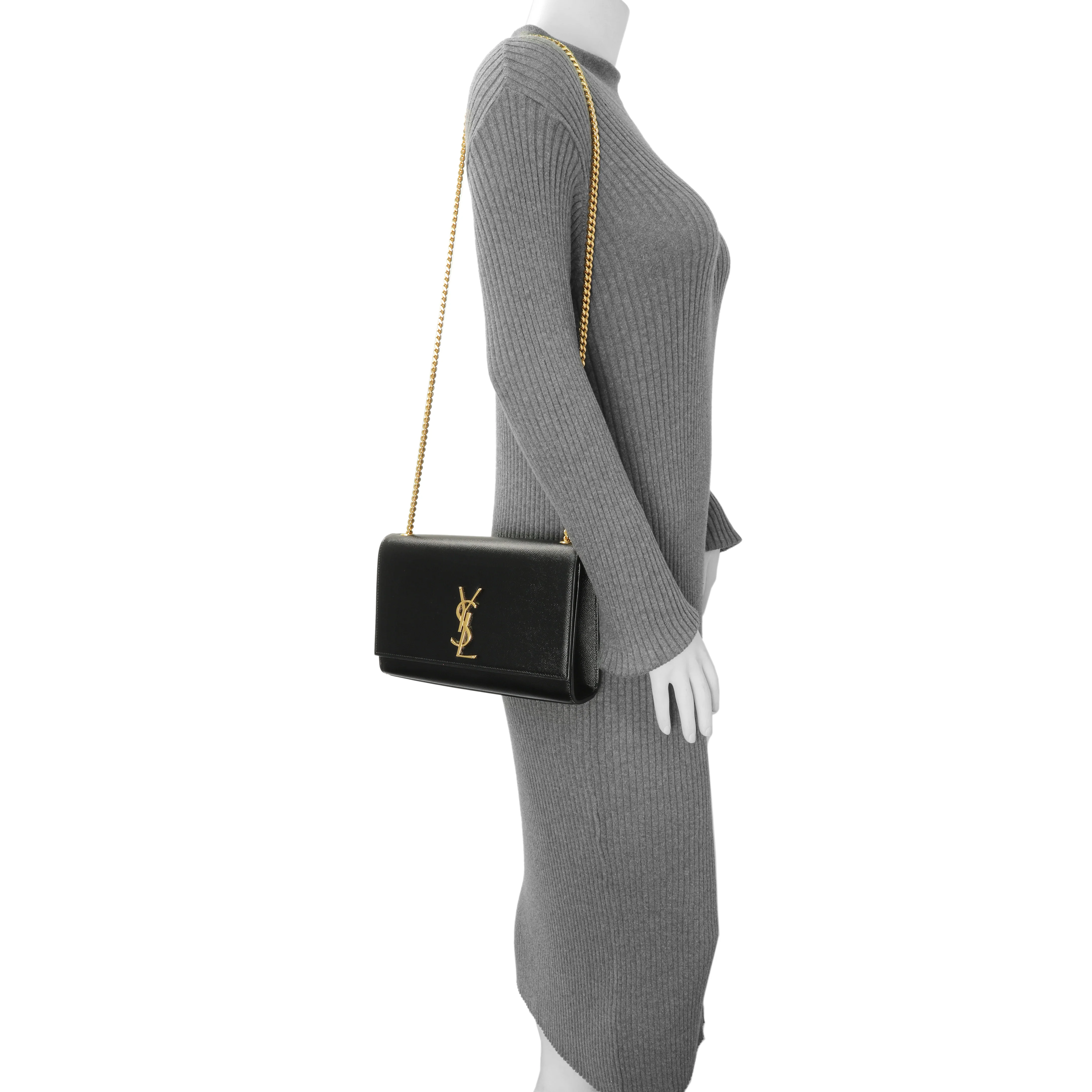 Saint Laurent Black Grain De Poudre Medium Monogram Kate Satchel - Image 7
