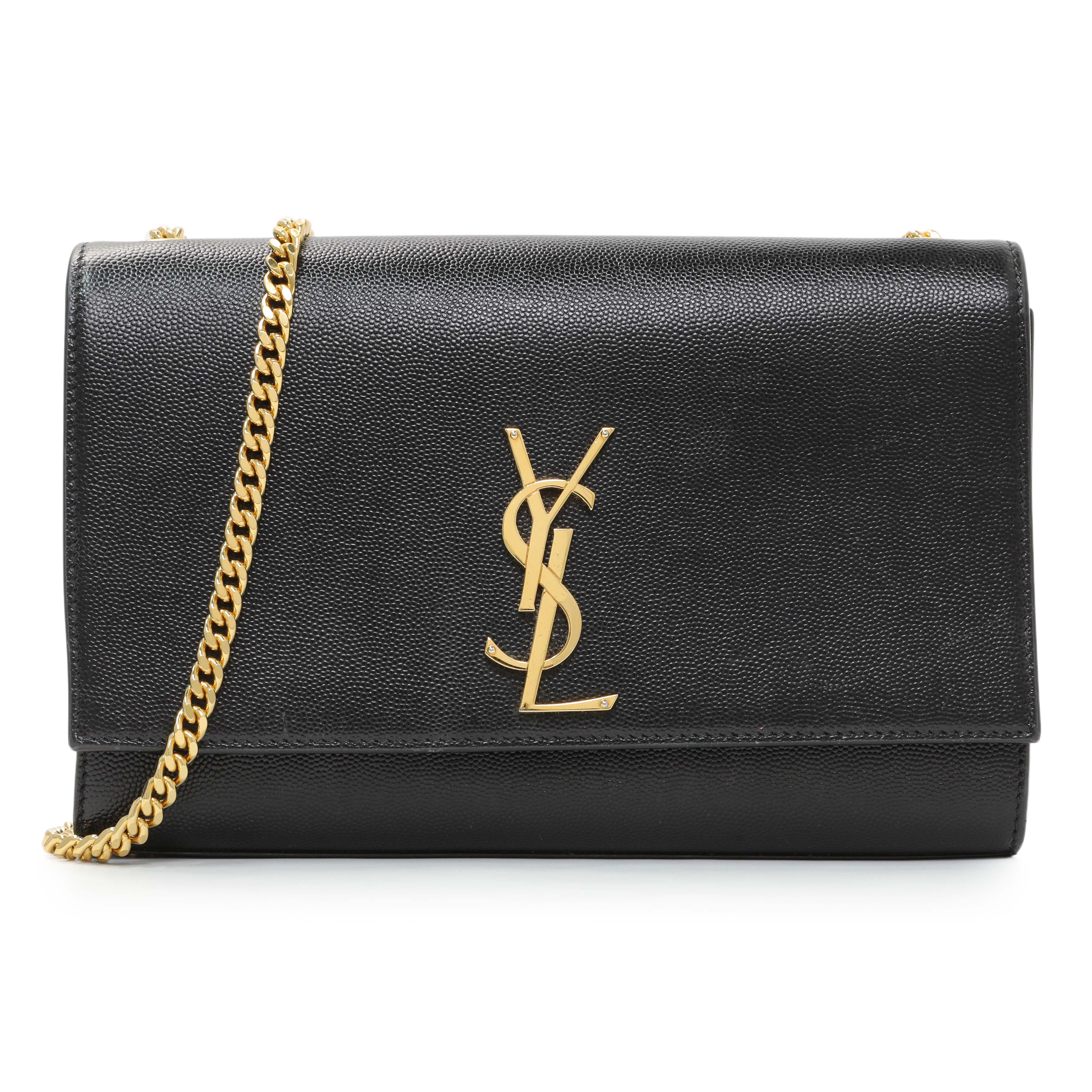 Saint Laurent Black Grain De Poudre Medium Monogram Kate Satchel