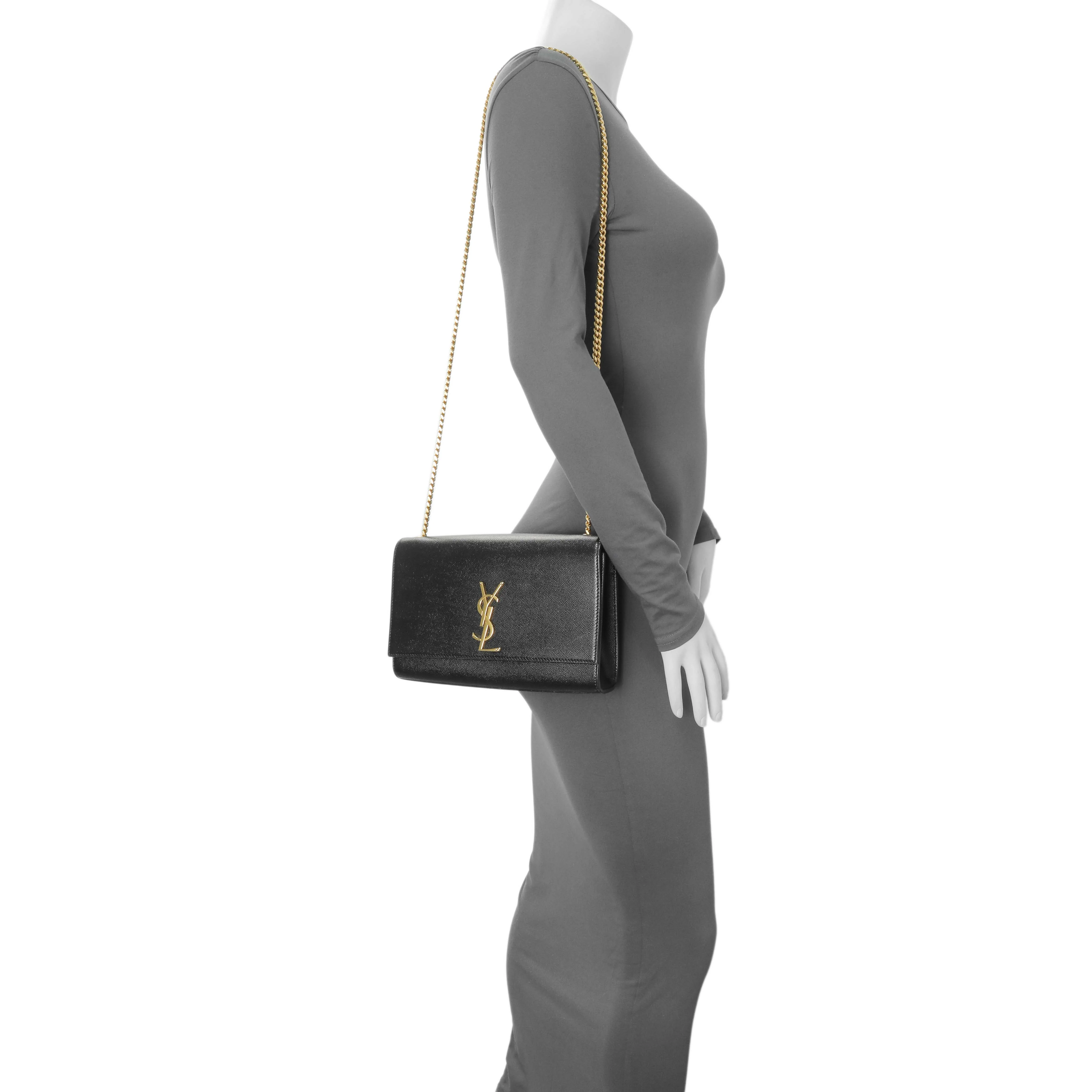 Saint Laurent Black Grain De Poudre Medium Monogram Kate Satchel - Image 11