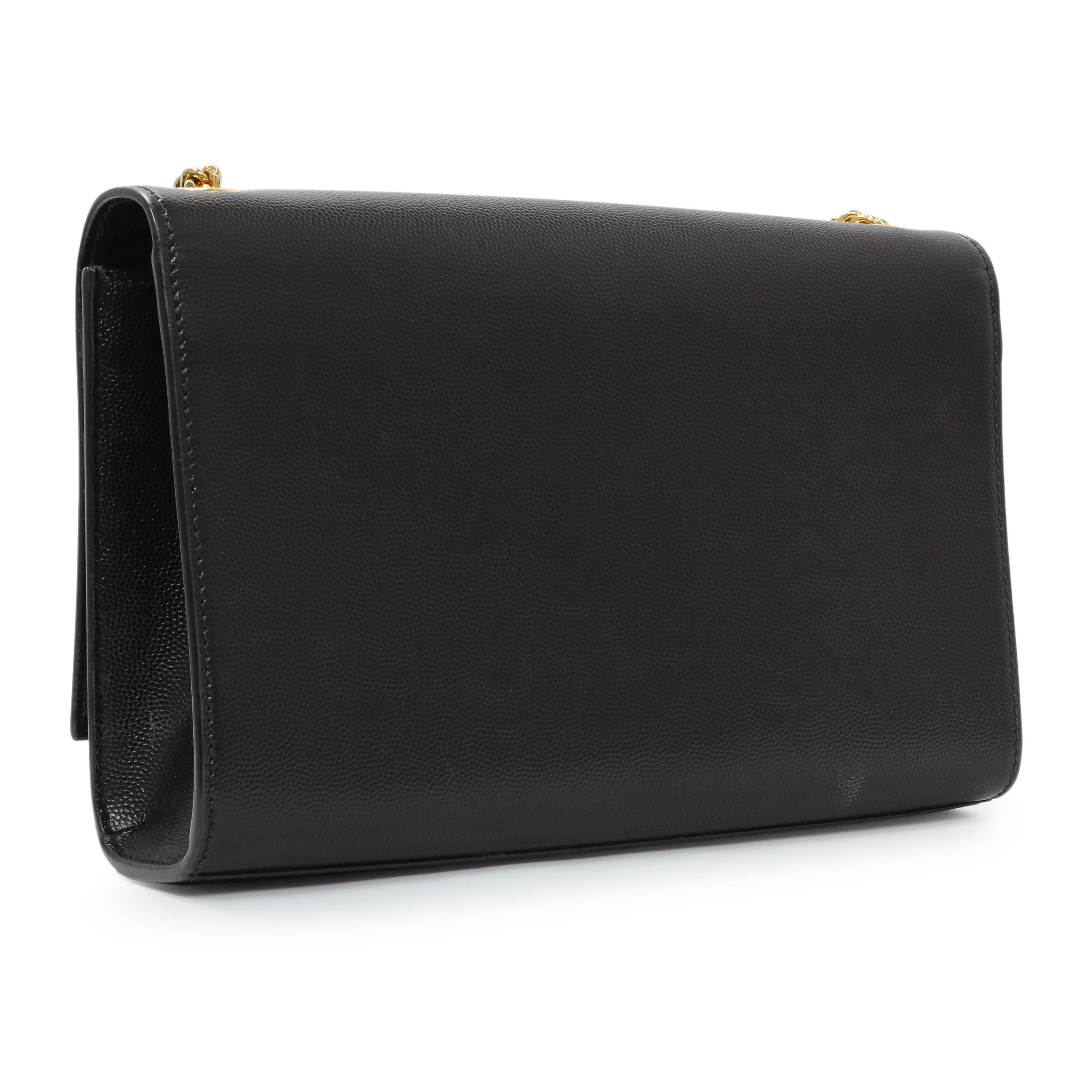 Saint Laurent Black Grain De Poudre Medium Monogram Kate Satchel - Image 2