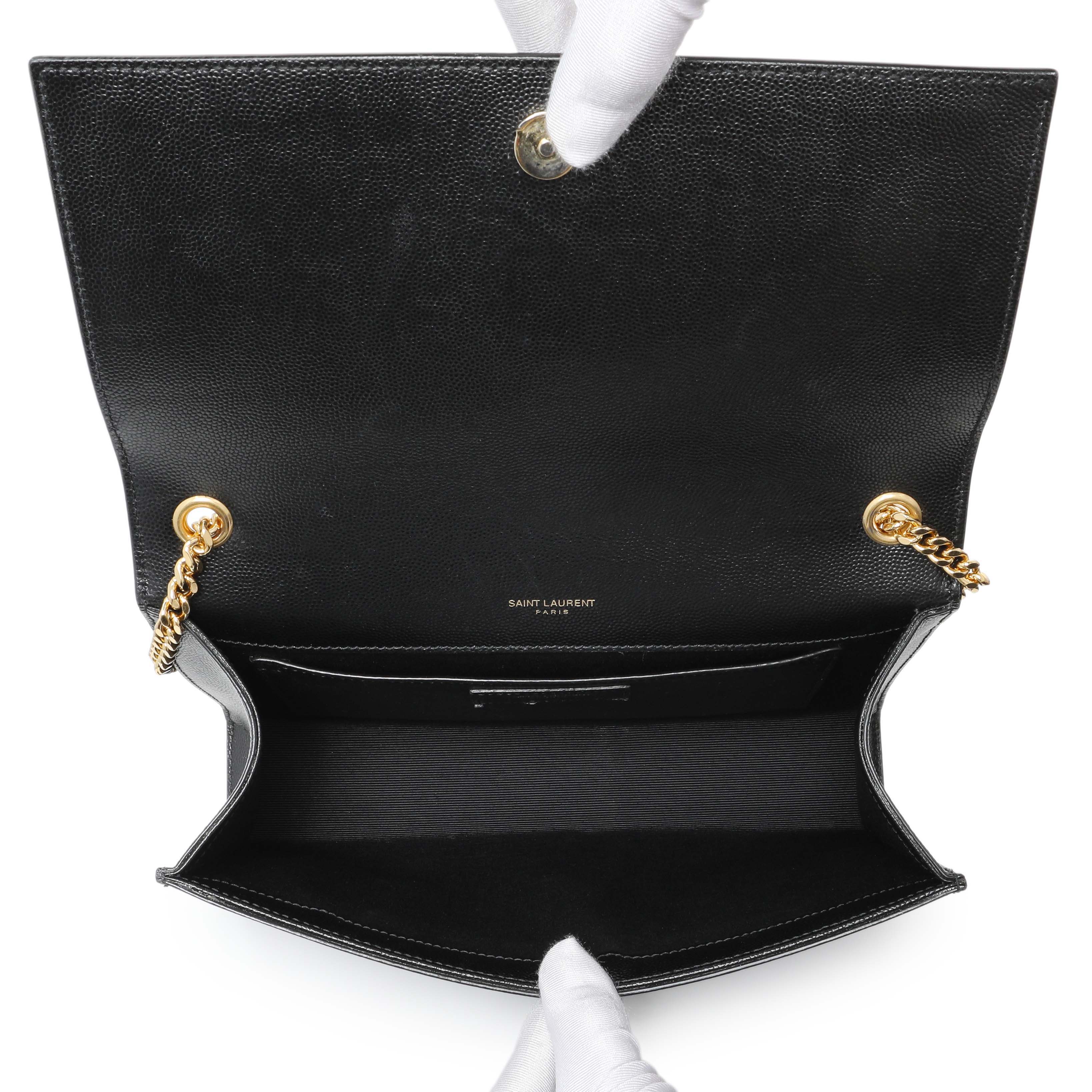 Saint Laurent Black Grain De Poudre Medium Monogram Kate Satchel - Image 8
