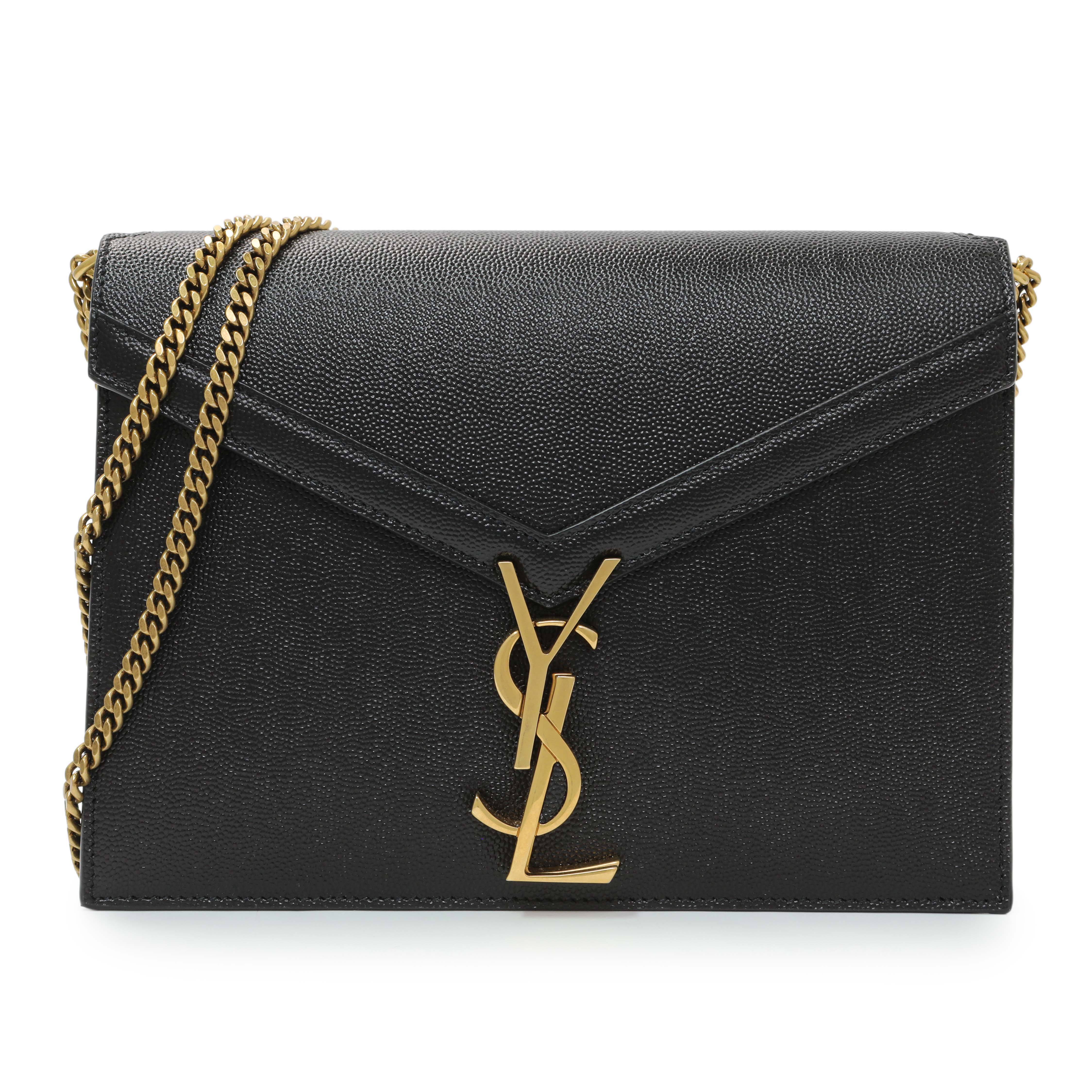 Saint Laurent Black Grain De Poudre Monogram Cassandra Clasp Bag