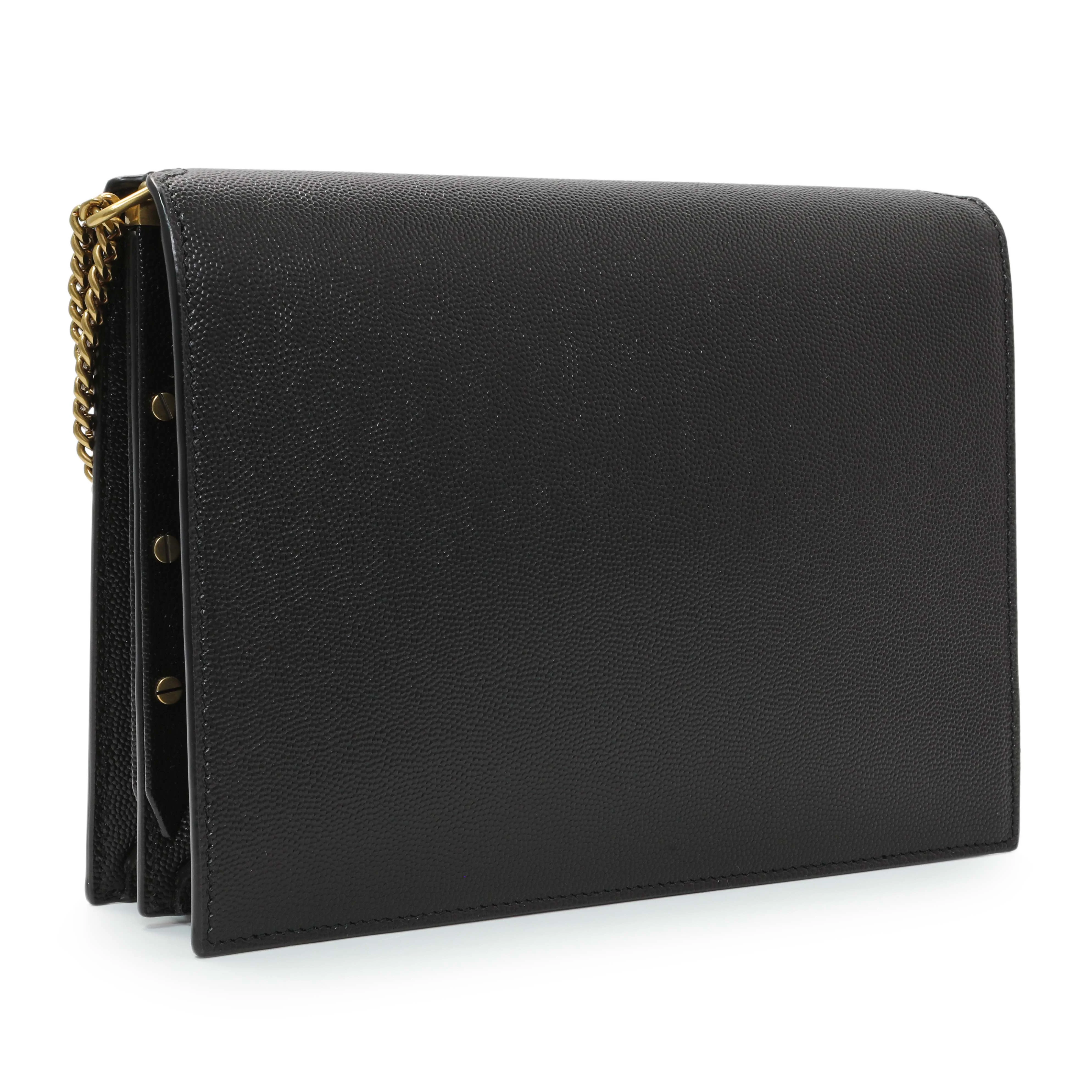 Saint Laurent Black Grain De Poudre Monogram Cassandra Clasp Bag - Image 2