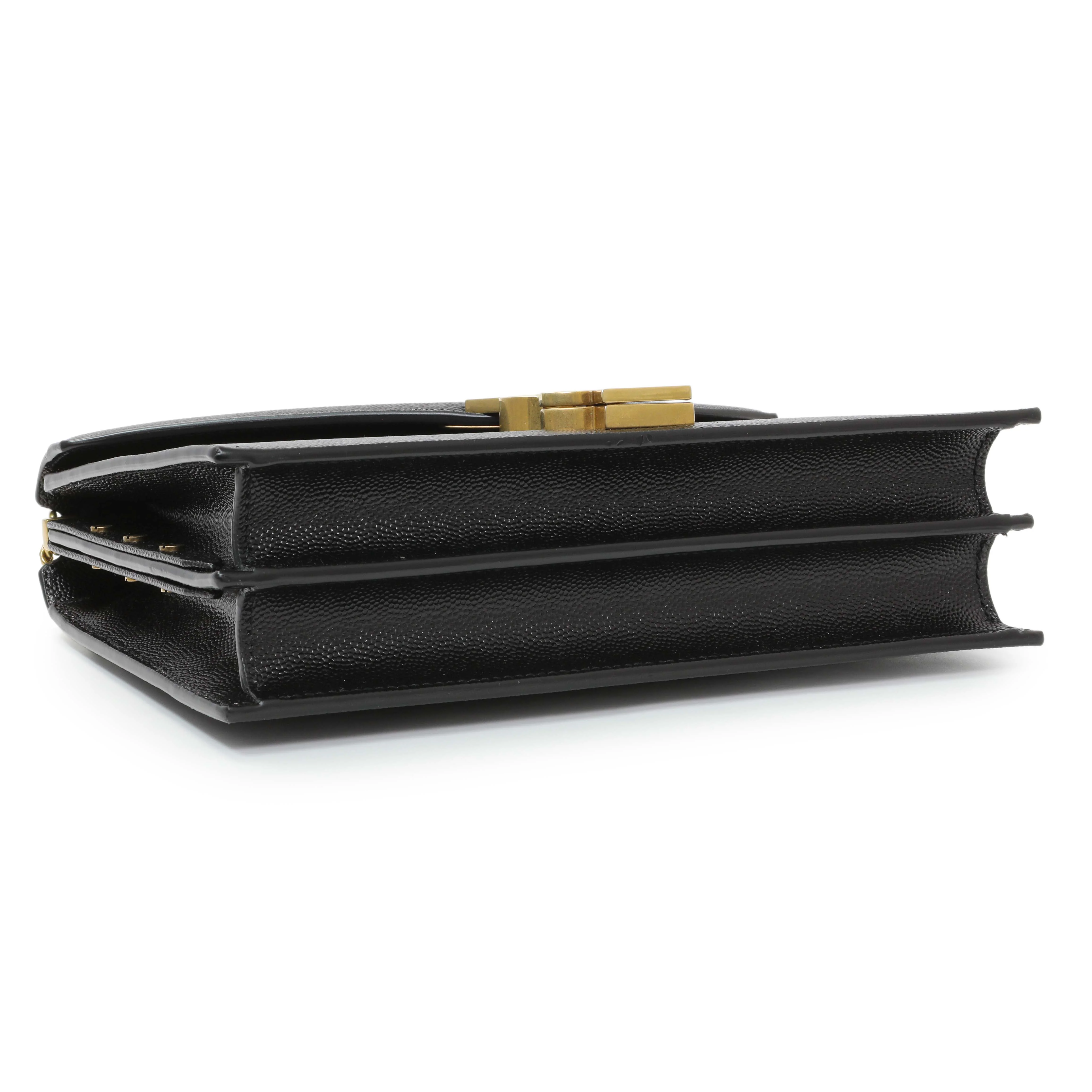Saint Laurent Black Grain De Poudre Monogram Cassandra Clasp Bag - Image 3
