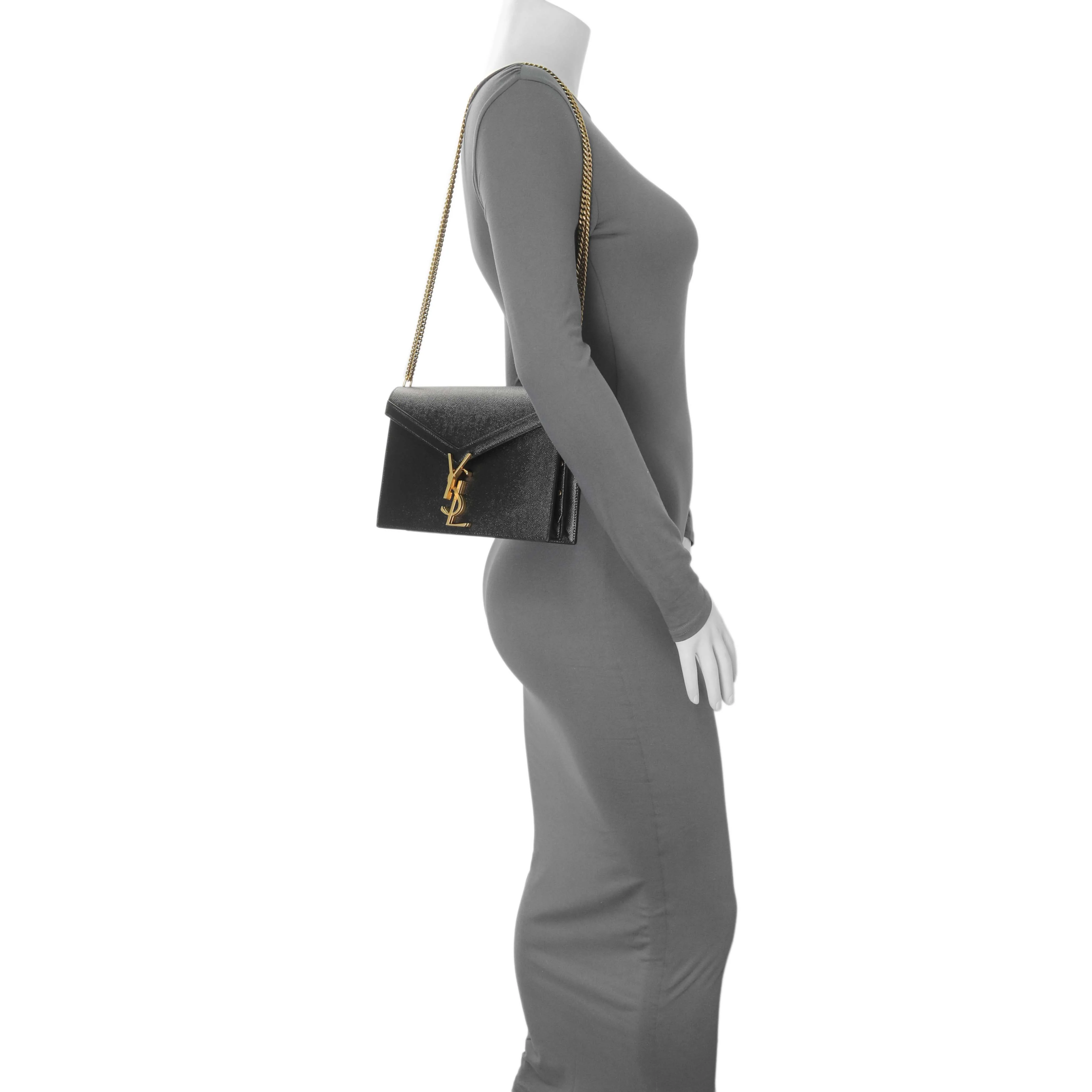 Saint Laurent Black Grain De Poudre Monogram Cassandra Clasp Bag - Image 7