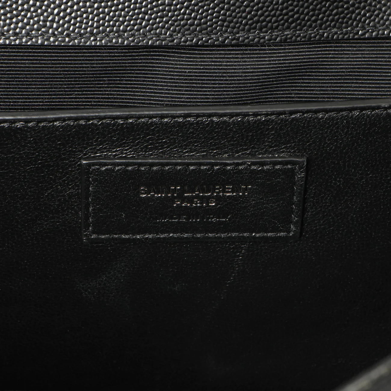 Saint Laurent Black Grain De Poudre Textured Mixed Matelasse Medium Triquilt Monogram Envelope Satchel - Image 6