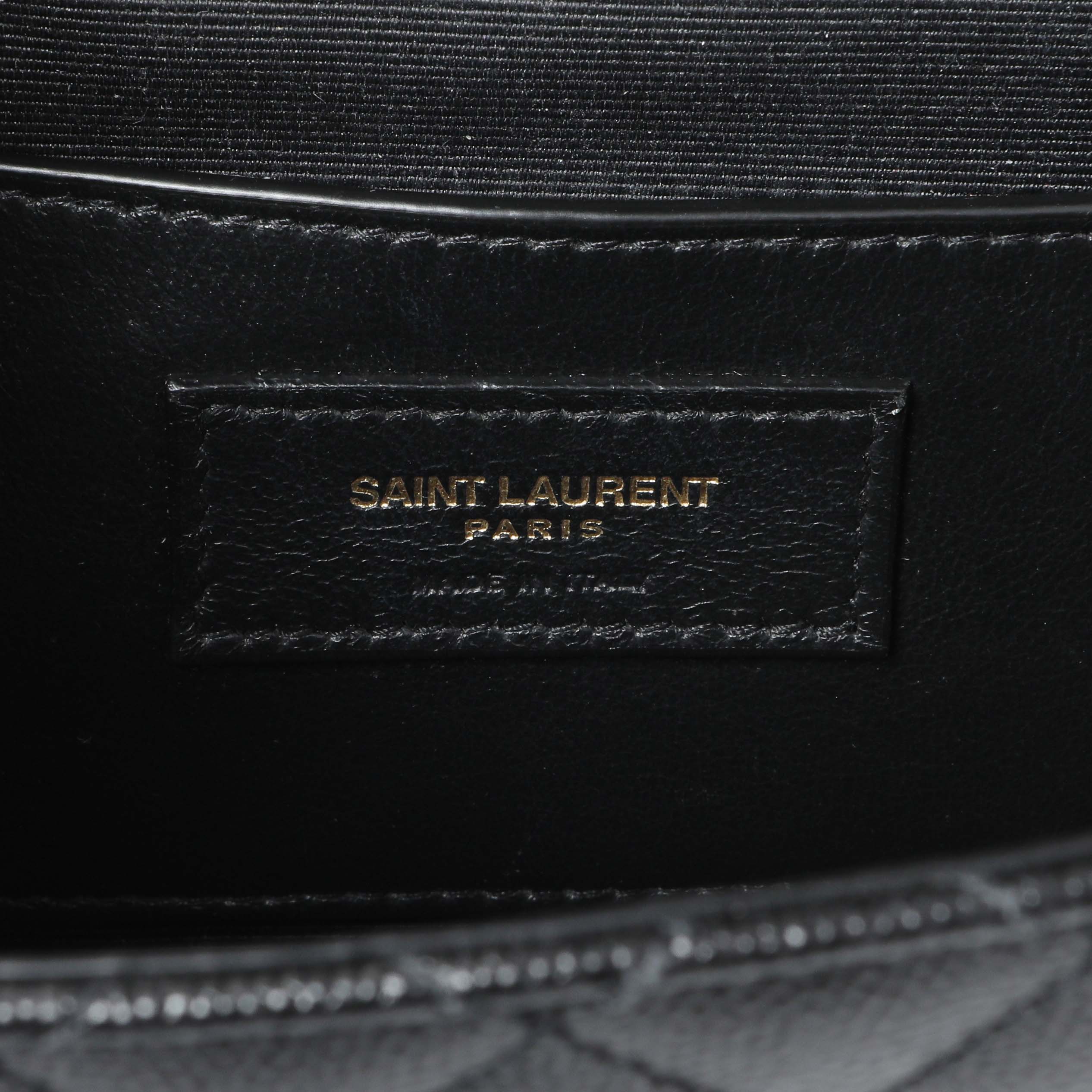 Saint Laurent Black Grain De Poudre Textured Mixed Matelasse Triquilt Small Monogram Satchel - Image 10