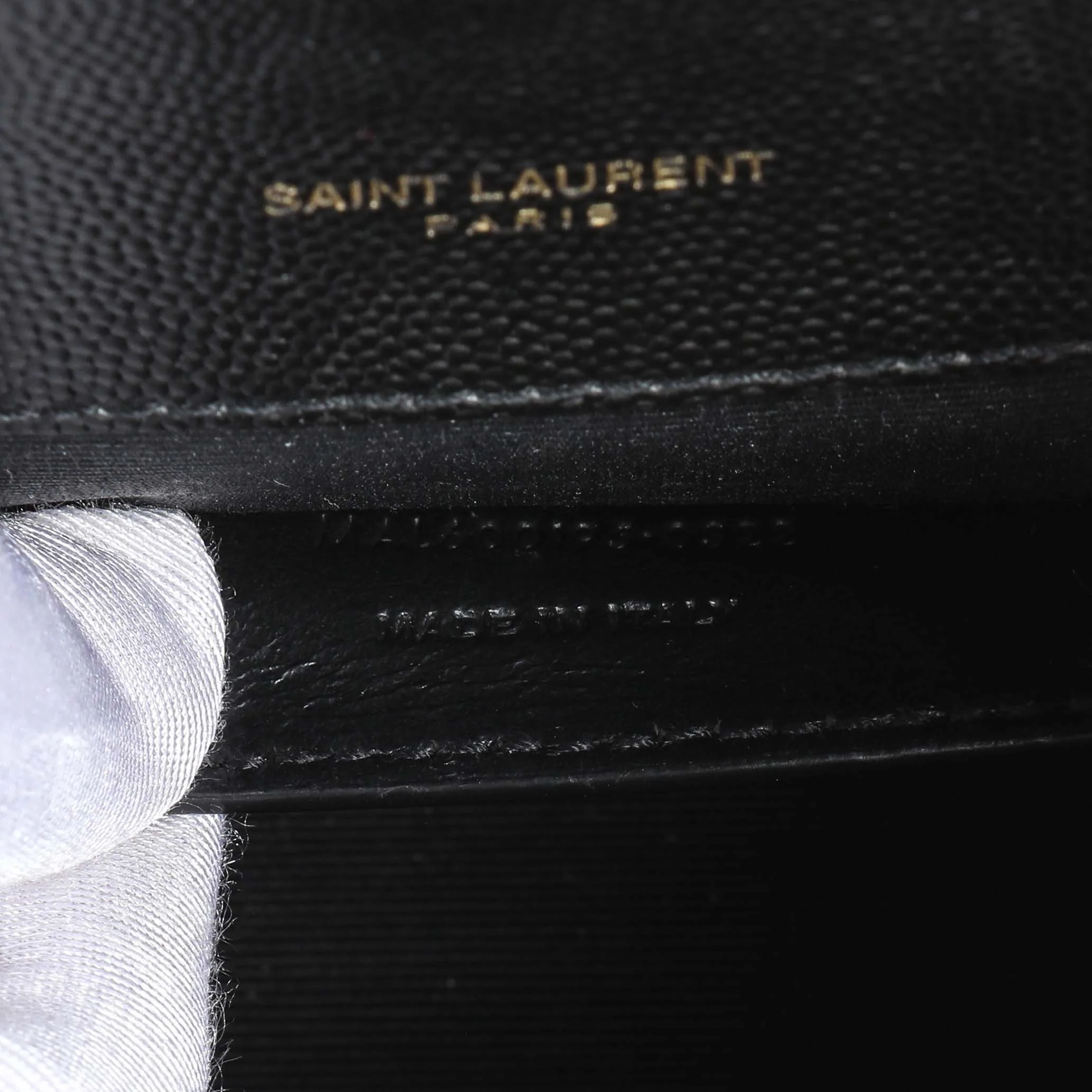 Saint Laurent Black Grain De Poudre Textured Mixed Matelasse Triquilt Small Monogram Satchel - Image 11