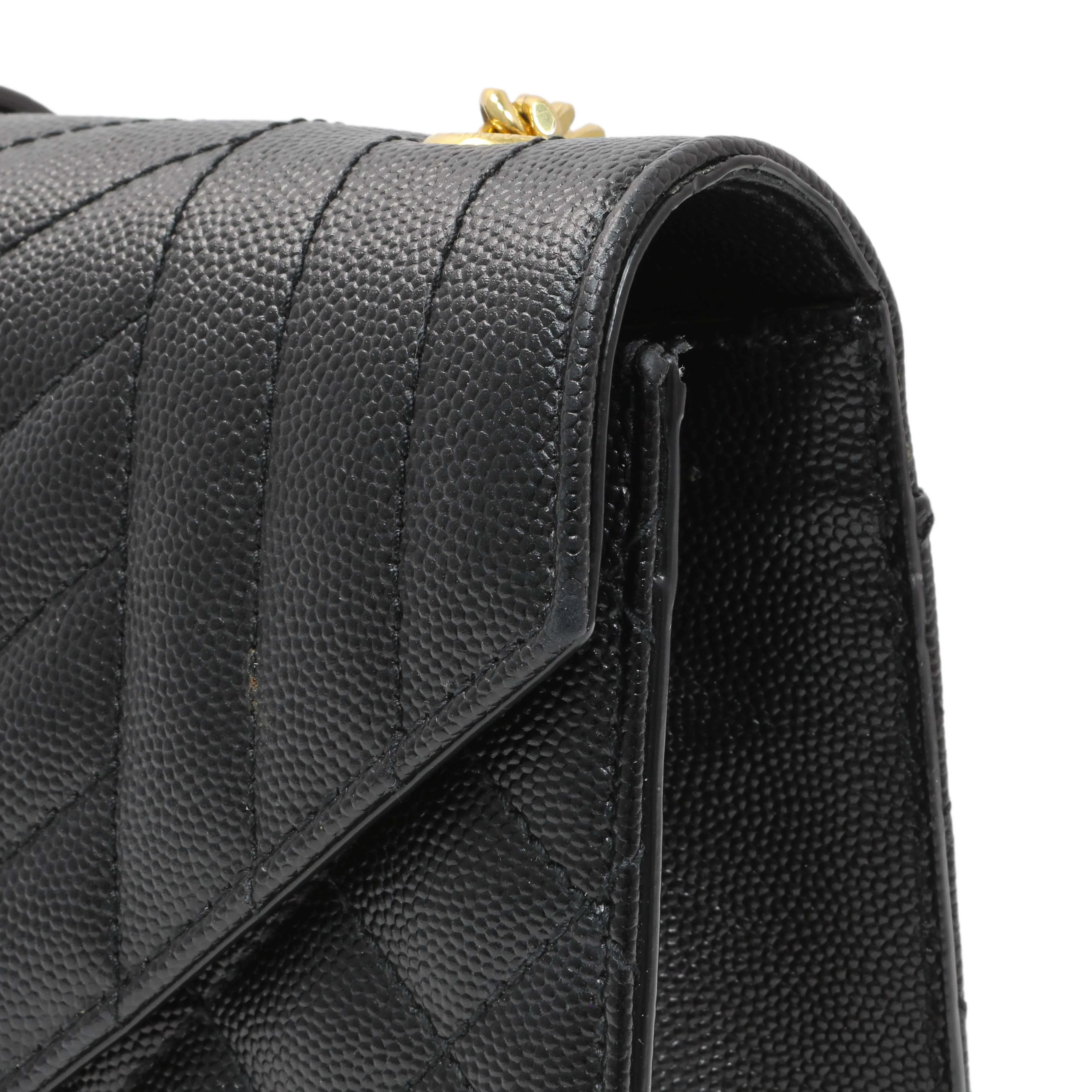 Saint Laurent Black Grain De Poudre Textured Mixed Matelasse Triquilt Small Monogram Satchel - Image 12