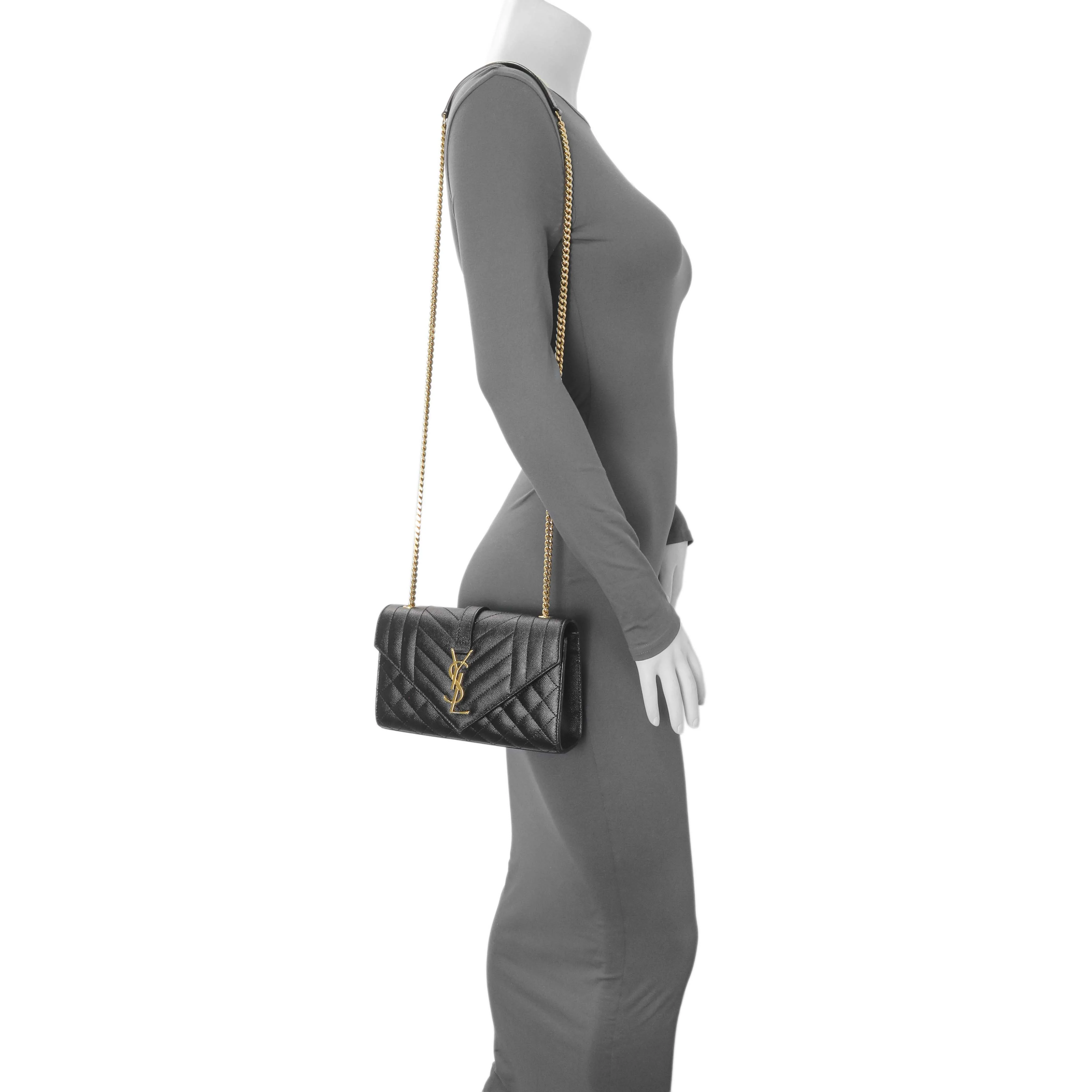 Saint Laurent Black Grain De Poudre Textured Mixed Matelasse Triquilt Small Monogram Satchel - Image 14