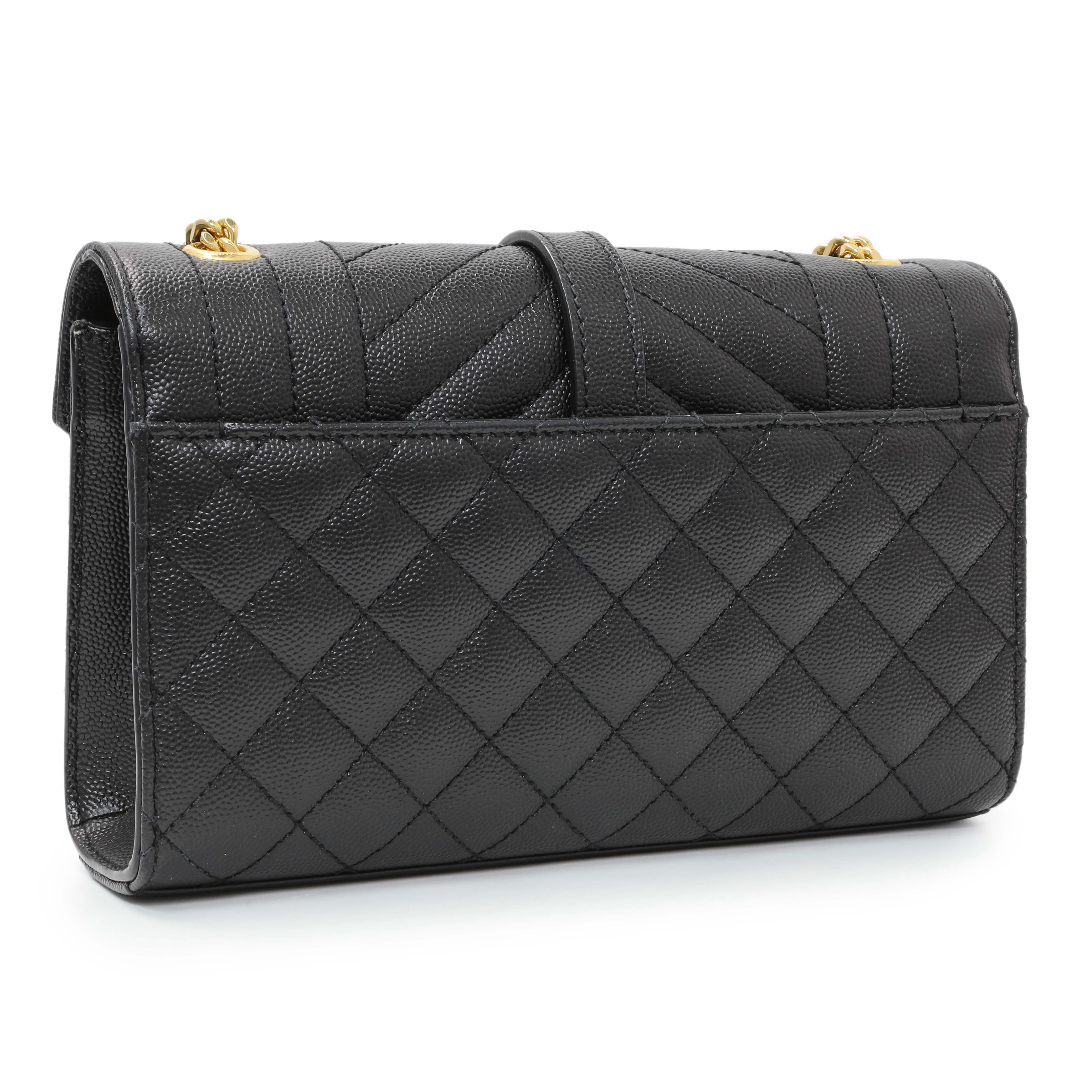 Saint Laurent Black Grain De Poudre Textured Mixed Matelasse Triquilt Small Monogram Satchel - Image 2