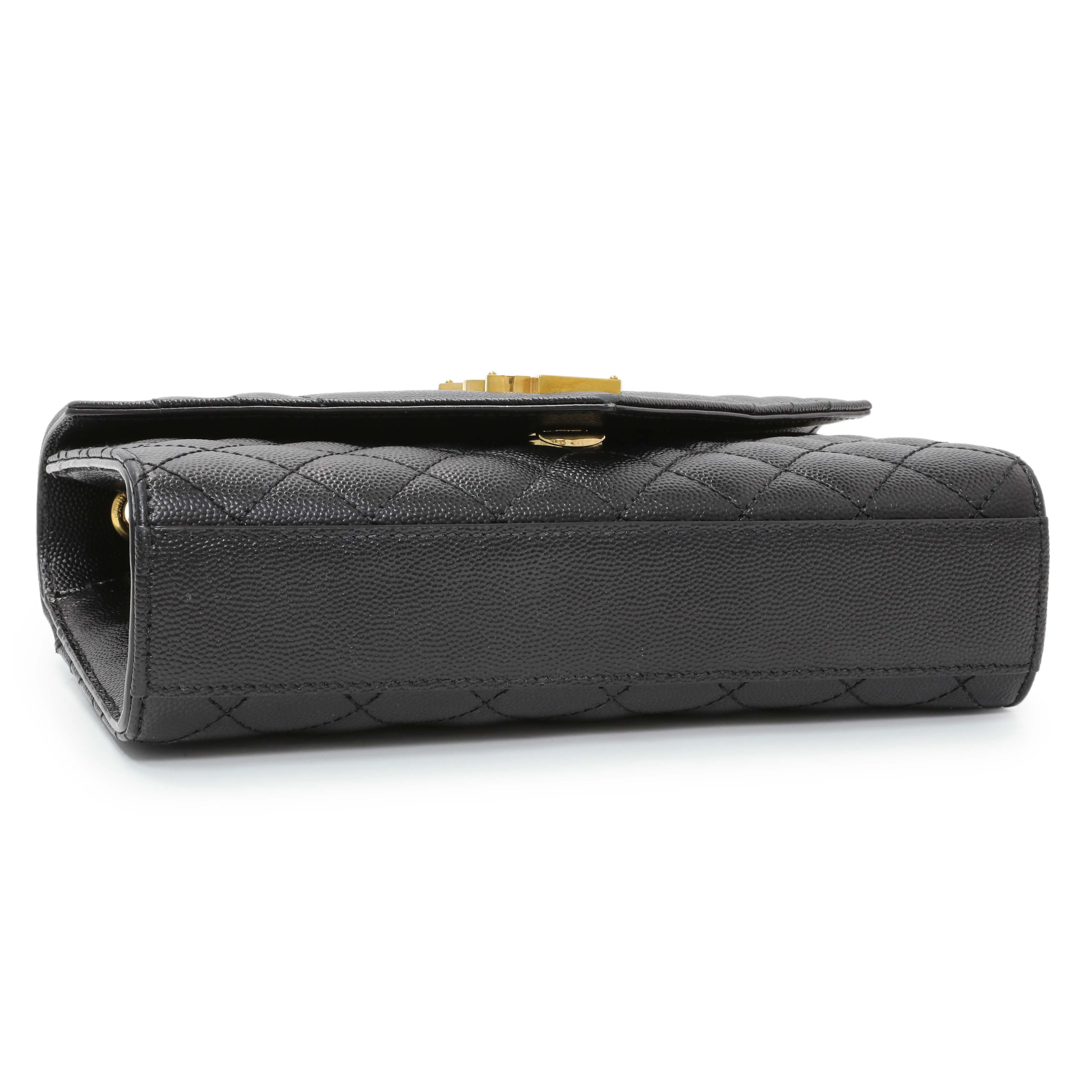 Saint Laurent Black Grain De Poudre Textured Mixed Matelasse Triquilt Small Monogram Satchel - Image 3