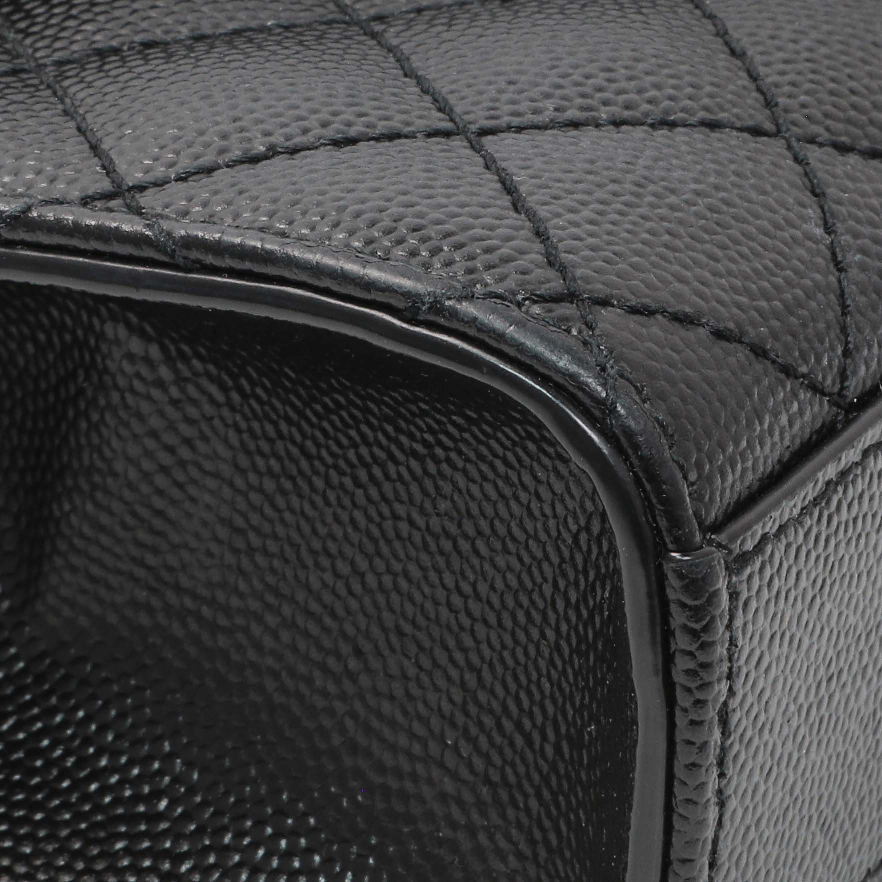 Saint Laurent Black Grain De Poudre Textured Mixed Matelasse Triquilt Small Monogram Satchel - Image 4