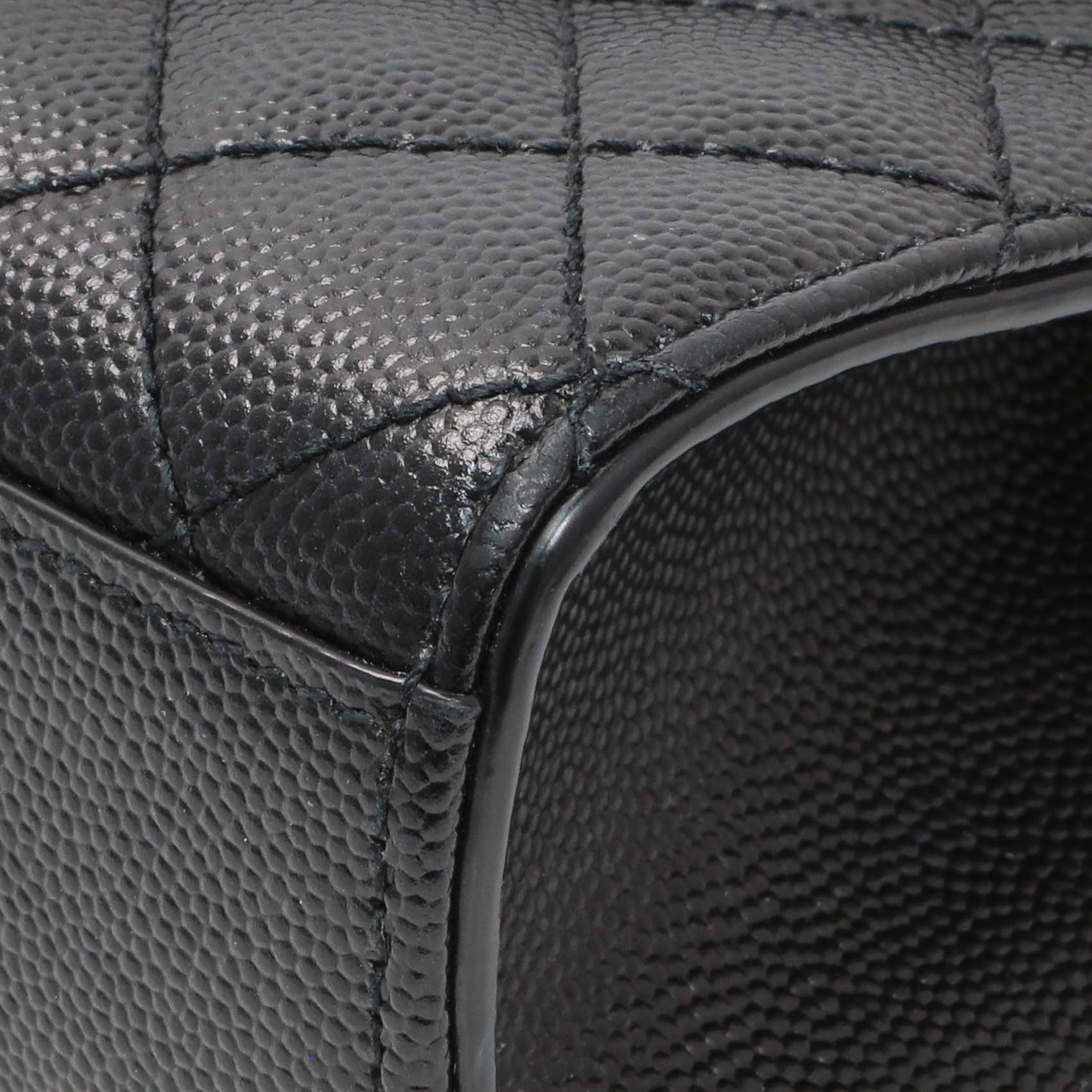 Saint Laurent Black Grain De Poudre Textured Mixed Matelasse Triquilt Small Monogram Satchel - Image 5