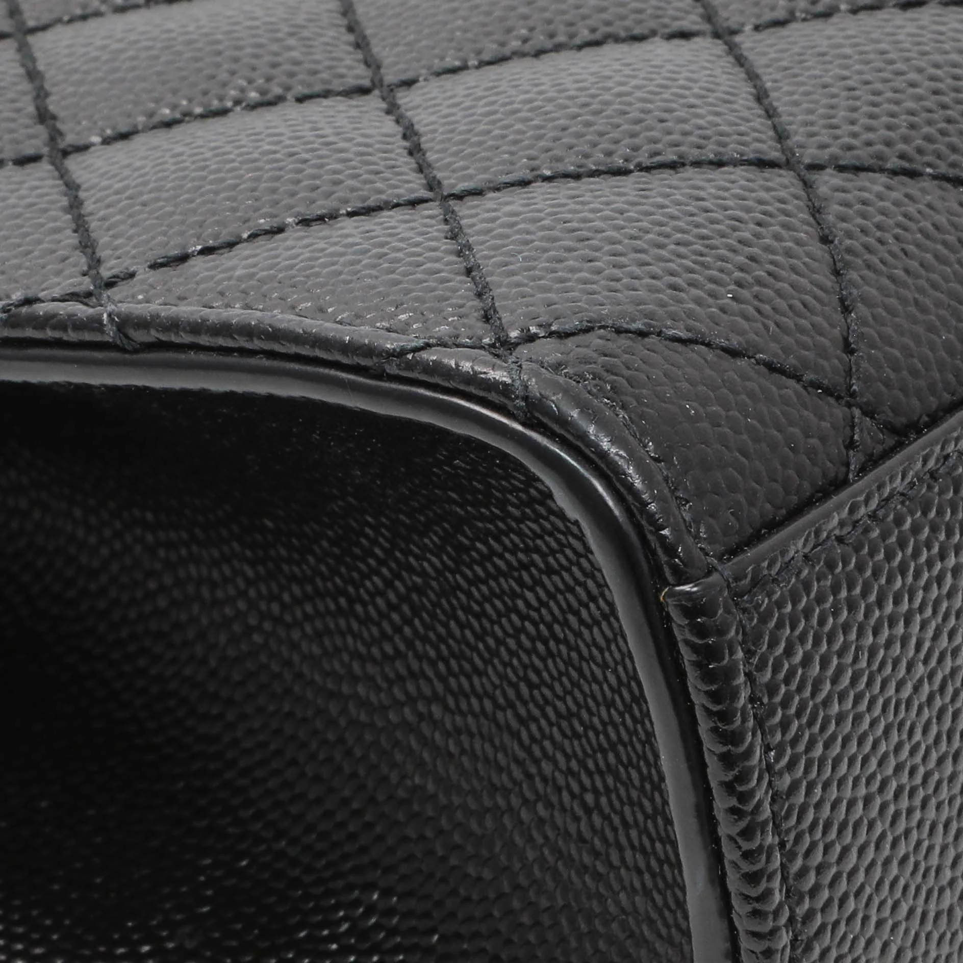 Saint Laurent Black Grain De Poudre Textured Mixed Matelasse Triquilt Small Monogram Satchel - Image 6