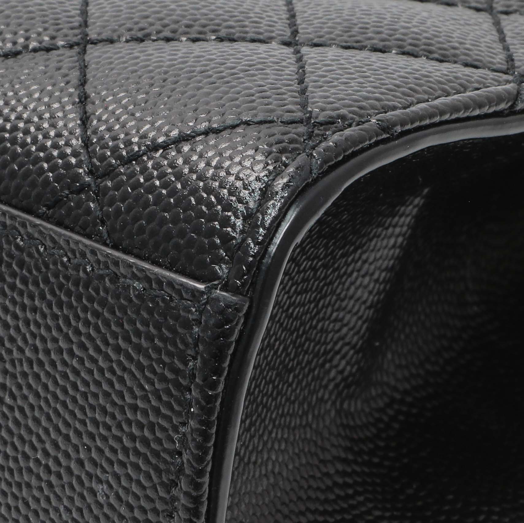 Saint Laurent Black Grain De Poudre Textured Mixed Matelasse Triquilt Small Monogram Satchel - Image 7