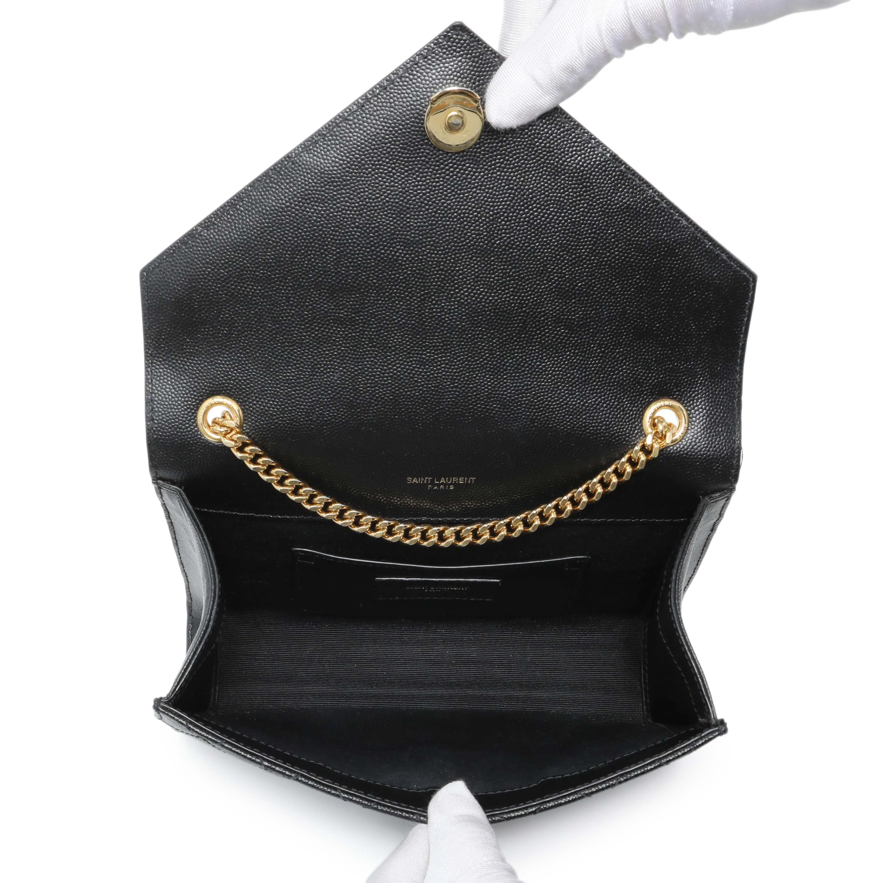 Saint Laurent Black Grain De Poudre Textured Mixed Matelasse Triquilt Small Monogram Satchel - Image 8