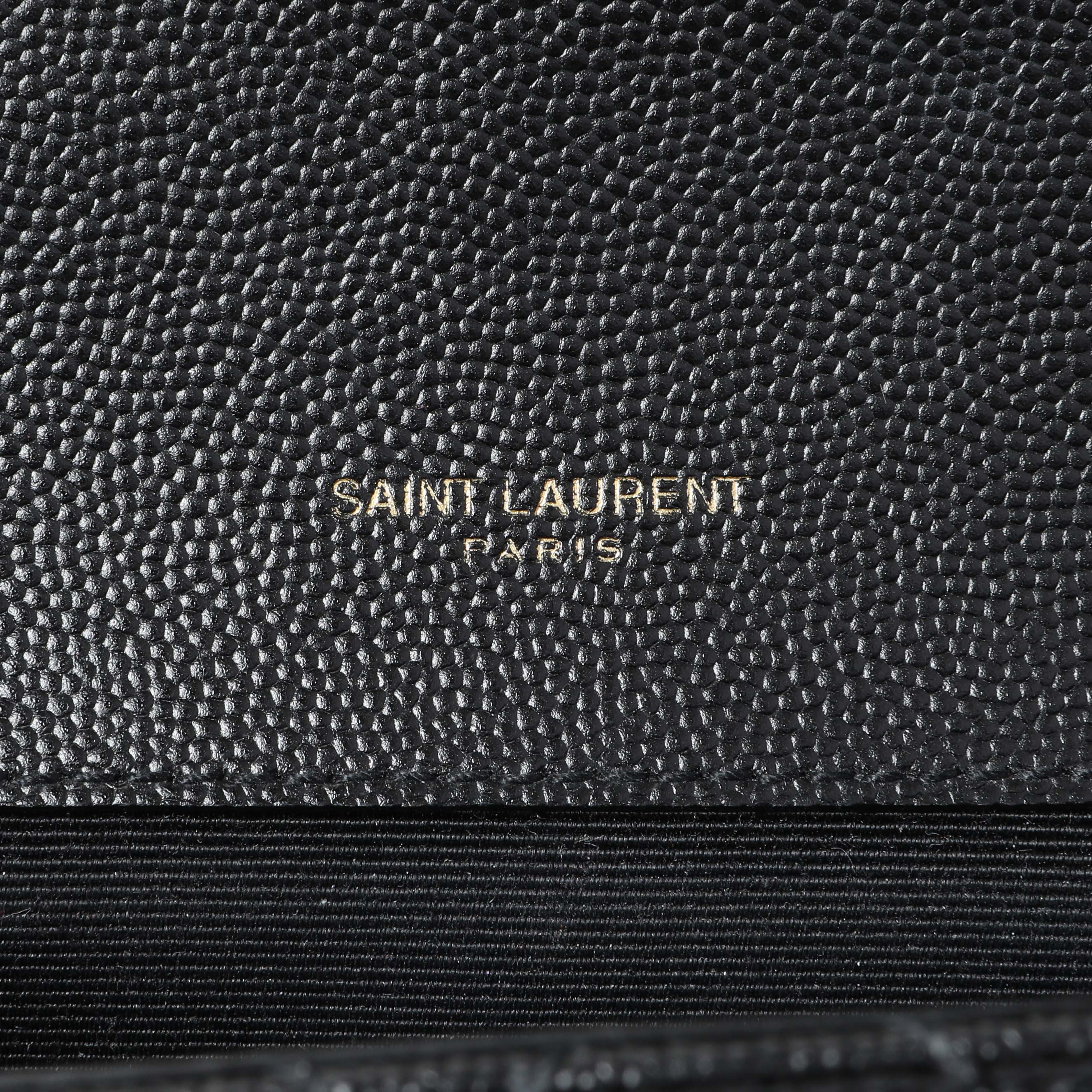 Saint Laurent Black Grain De Poudre Textured Mixed Matelasse Triquilt Small Monogram Satchel - Image 9