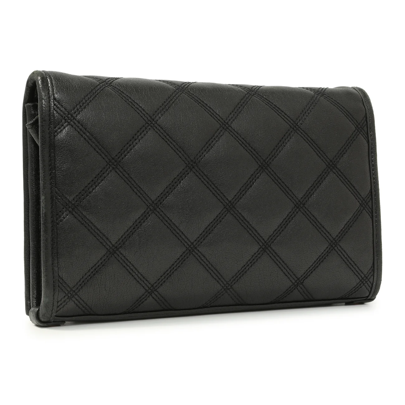 Saint Laurent Black Lambskin Diamond Quilted Becky Chain Wallet - Image 2