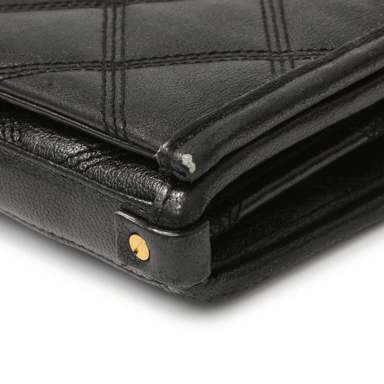 Saint Laurent Black Lambskin Diamond Quilted Becky Chain Wallet - Image 5