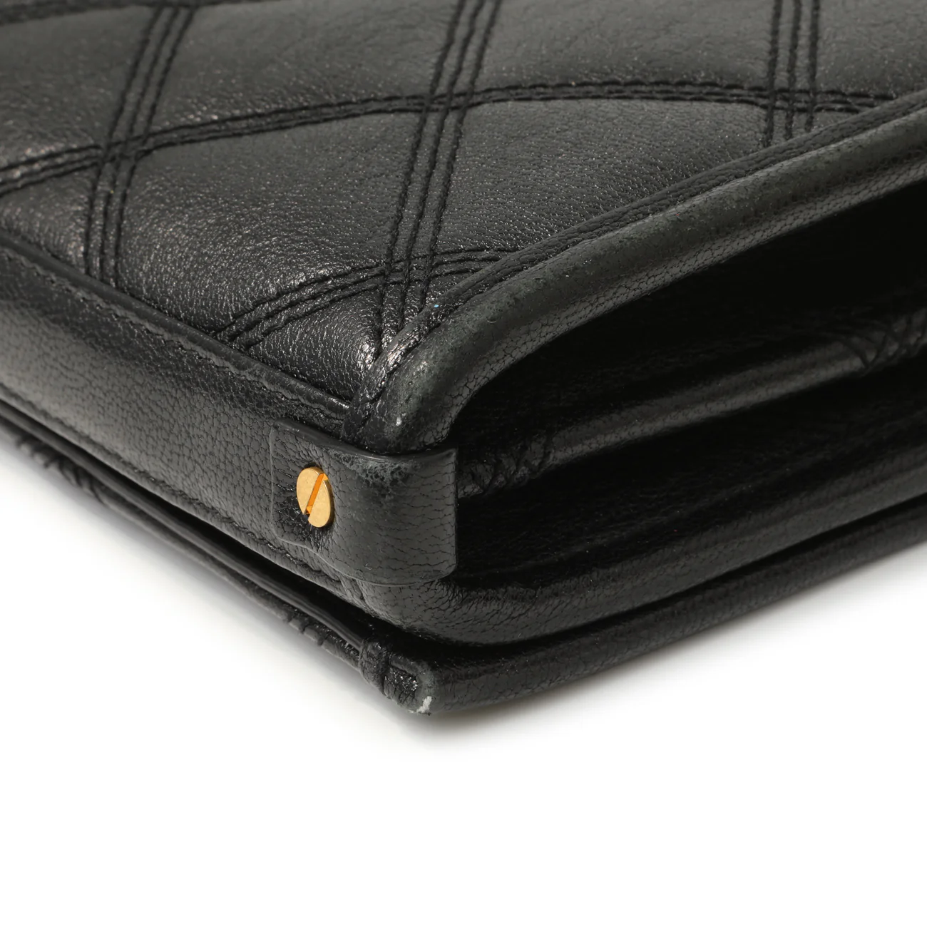Saint Laurent Black Lambskin Diamond Quilted Becky Chain Wallet - Image 9