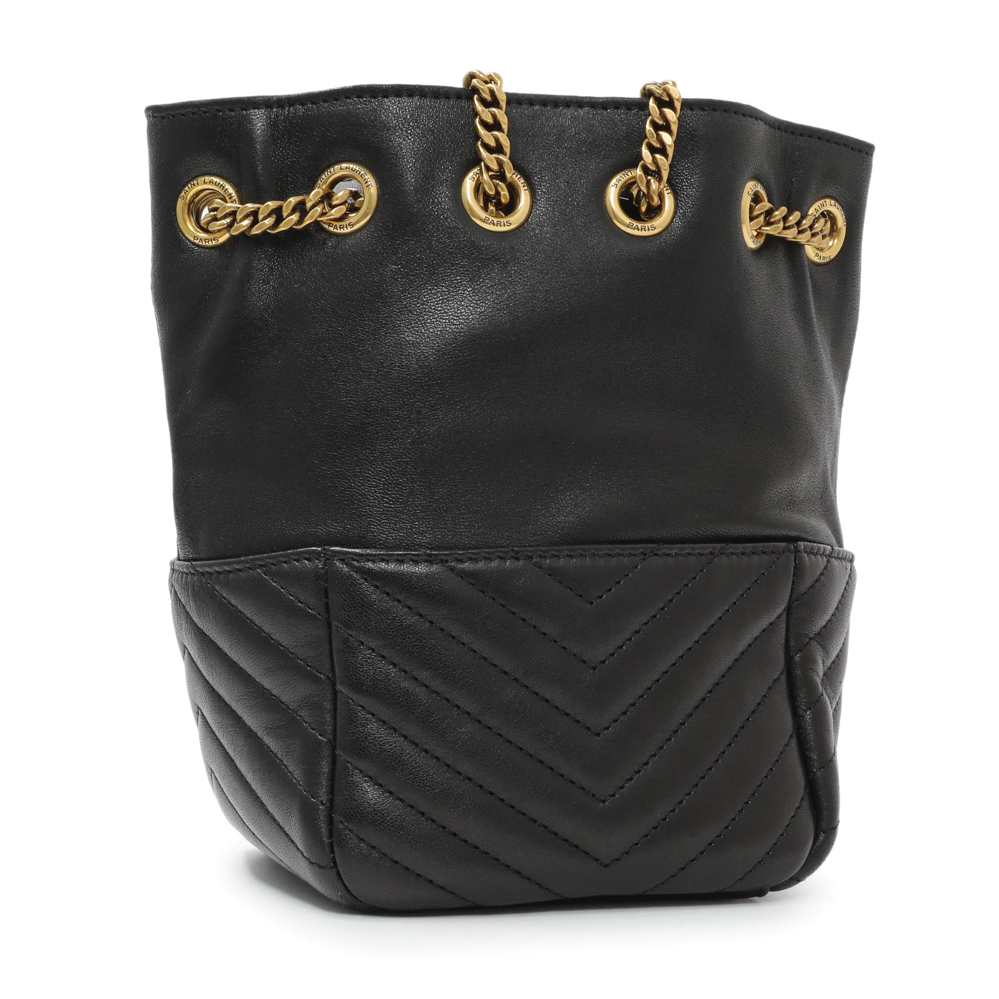 Saint Laurent Black Lambskin Matelasse Monogram Joe Nano Bucket Bag - Image 2