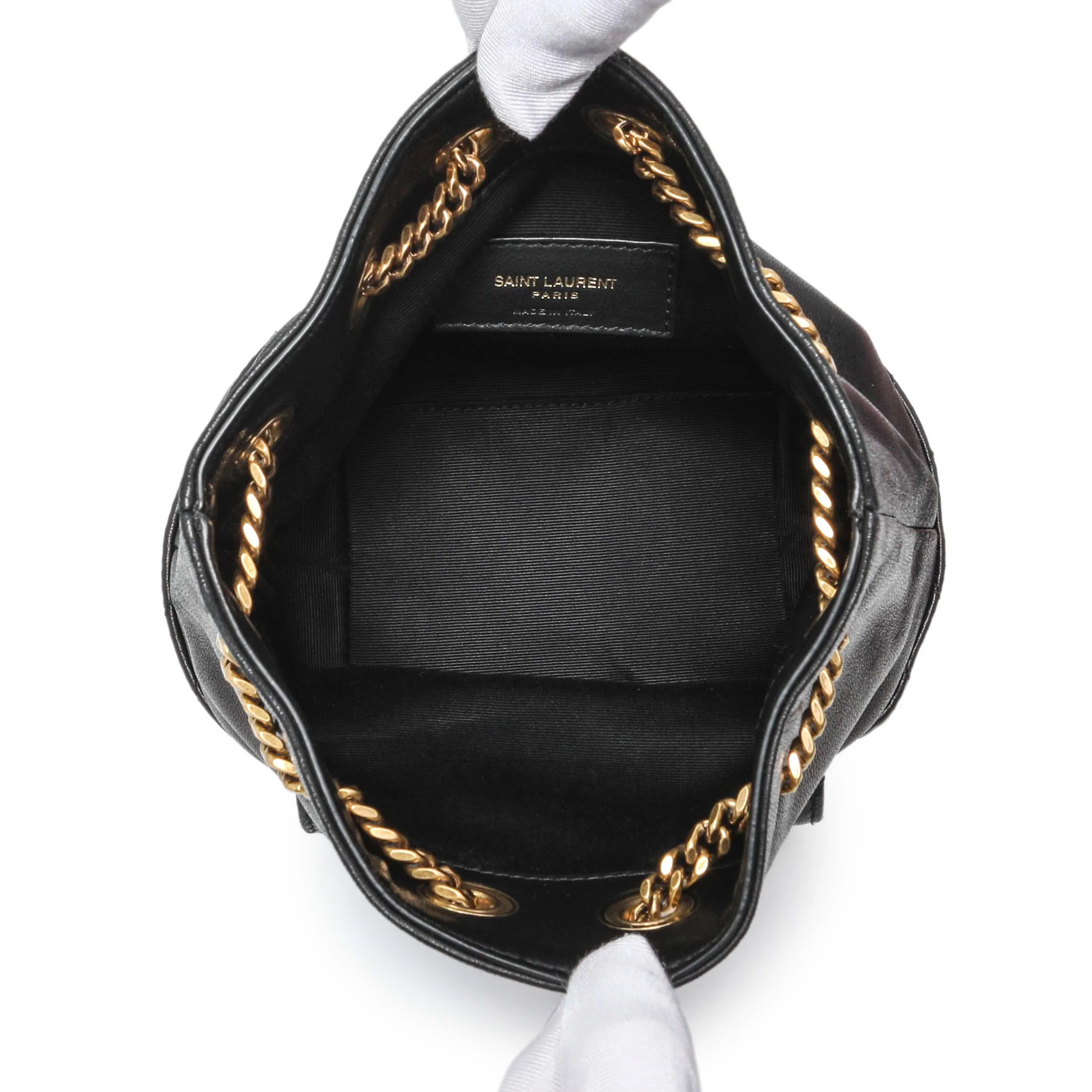 Saint Laurent Black Lambskin Matelasse Monogram Joe Nano Bucket Bag - Image 4