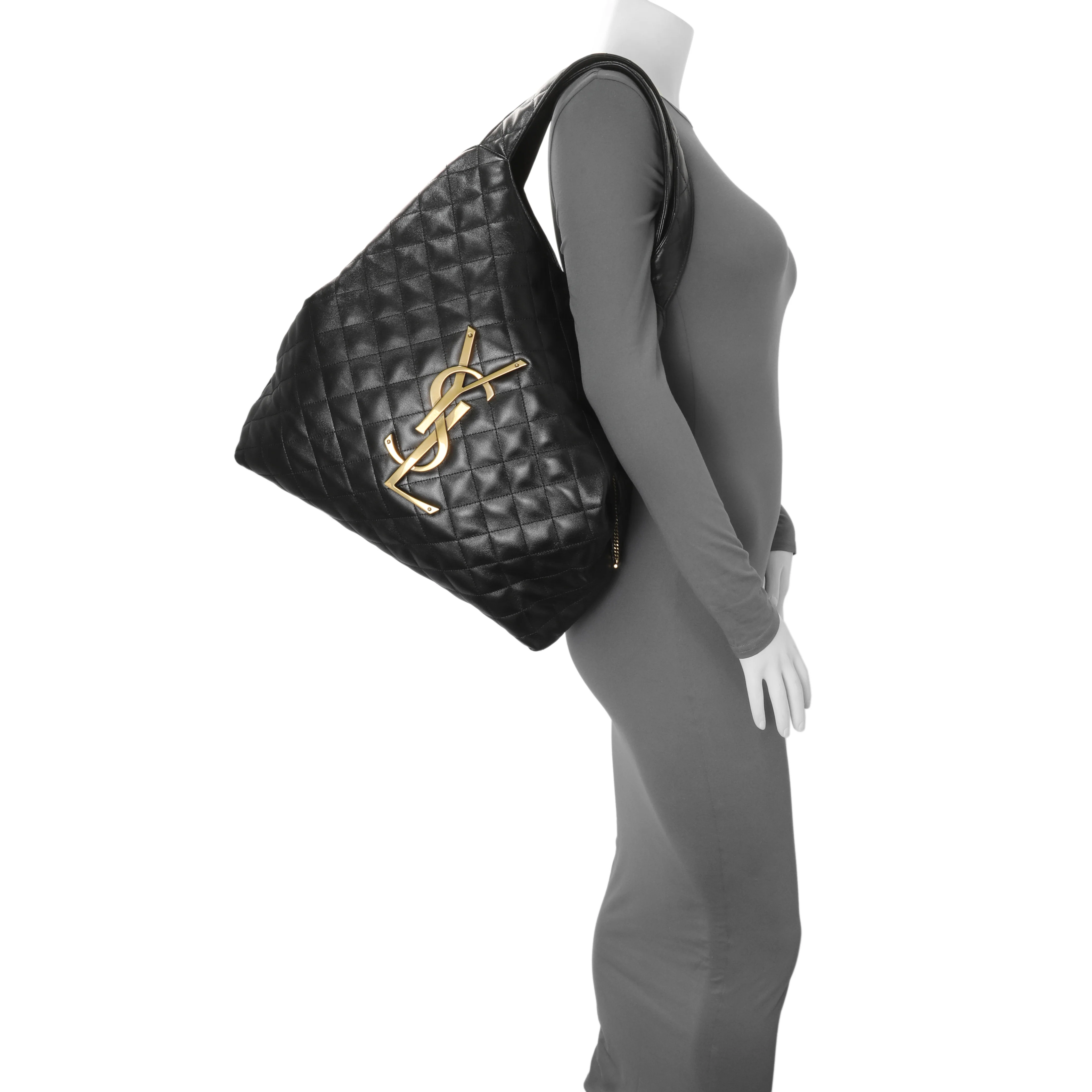 Saint Laurent Black Lambskin Quilted Maxi Icare Shopping Tote - Image 7