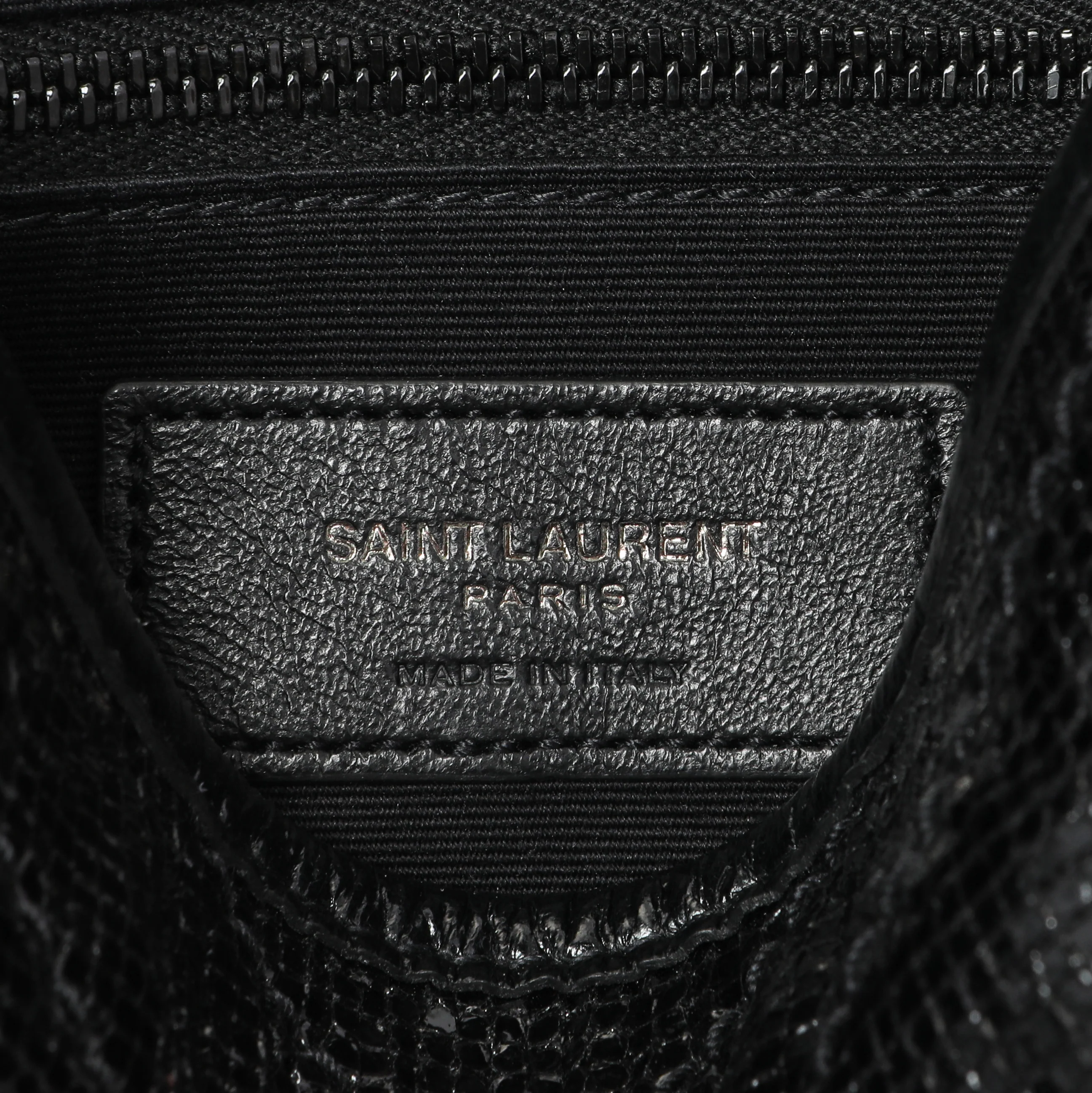 Saint Laurent Black Metallic Cracked Calfskin Monogram Niki Chain Wallet - Image 5