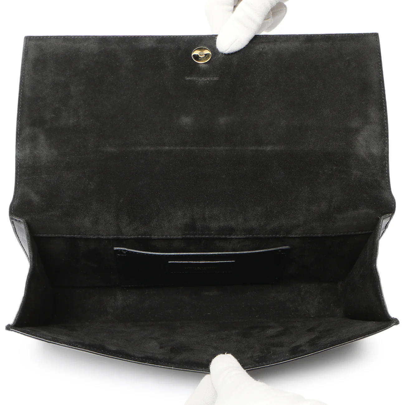 Saint Laurent Black Patent Grain De Poudre Monogram Cassandre Clutch - Image 5
