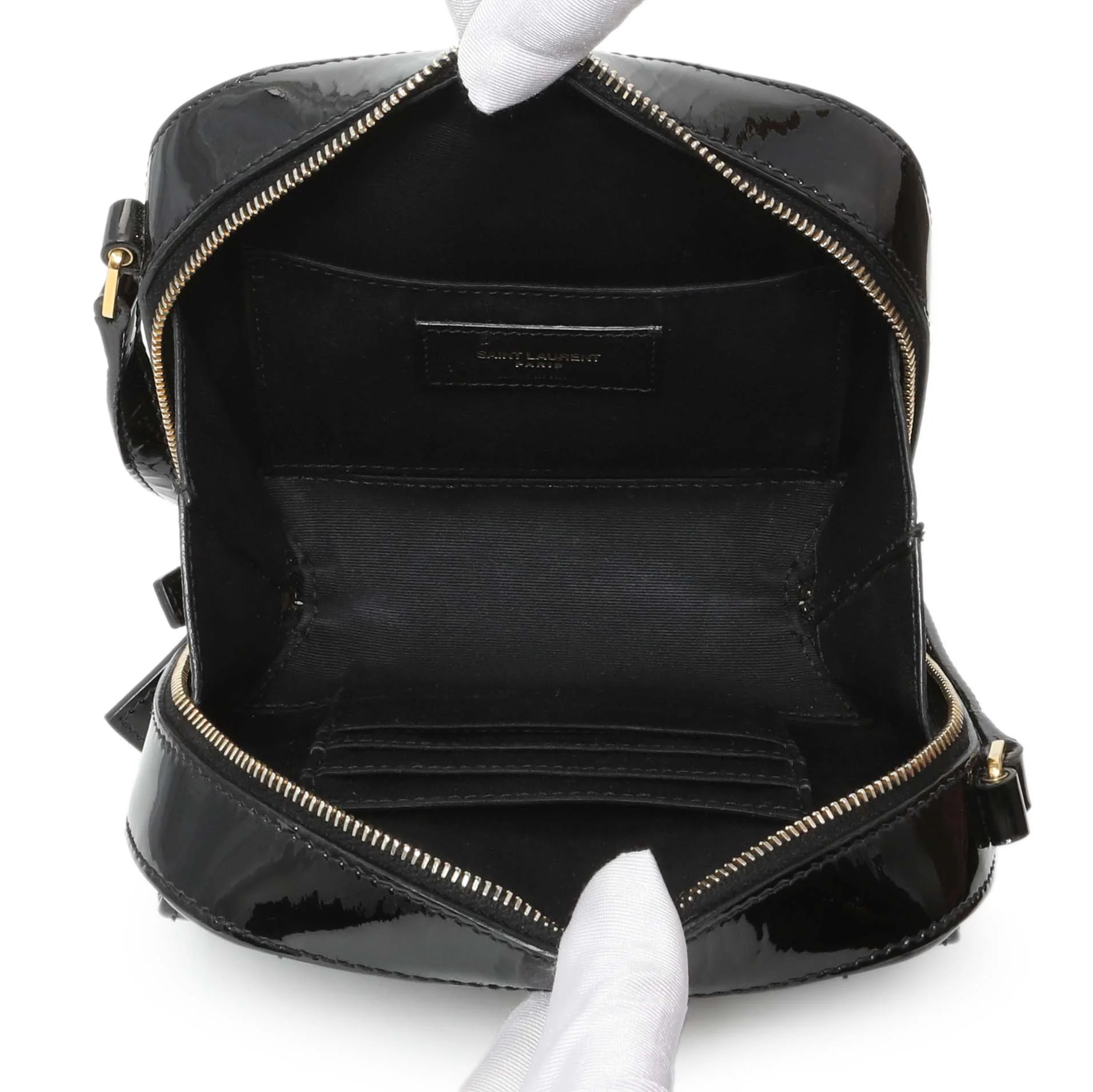 Saint Laurent Black Patent Matelasse Monogram Mini Vicky Camera Bag - Image 8
