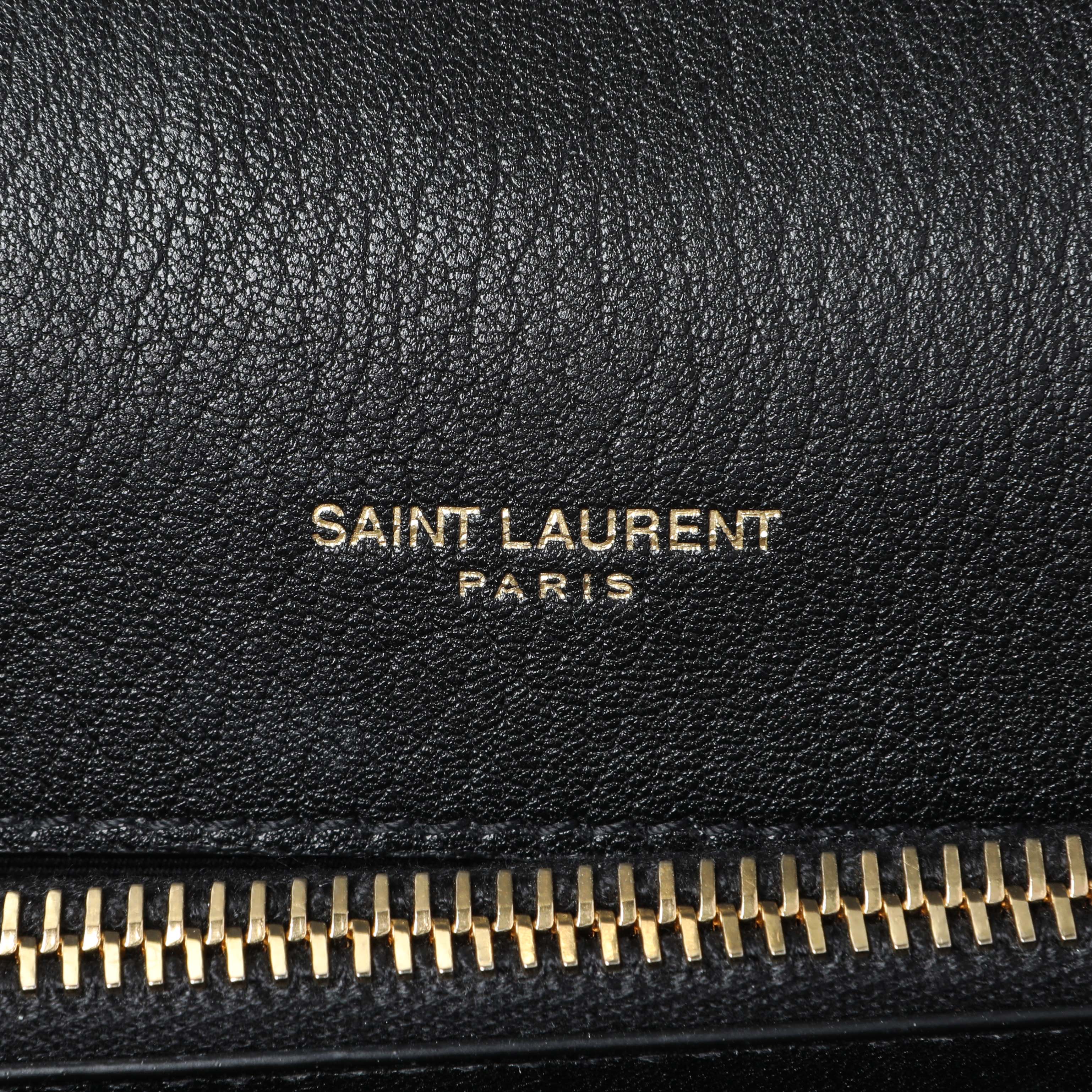 Saint Laurent Black Sheepskin Matelasse Chevron Monogram Medium College Bag - Image 5