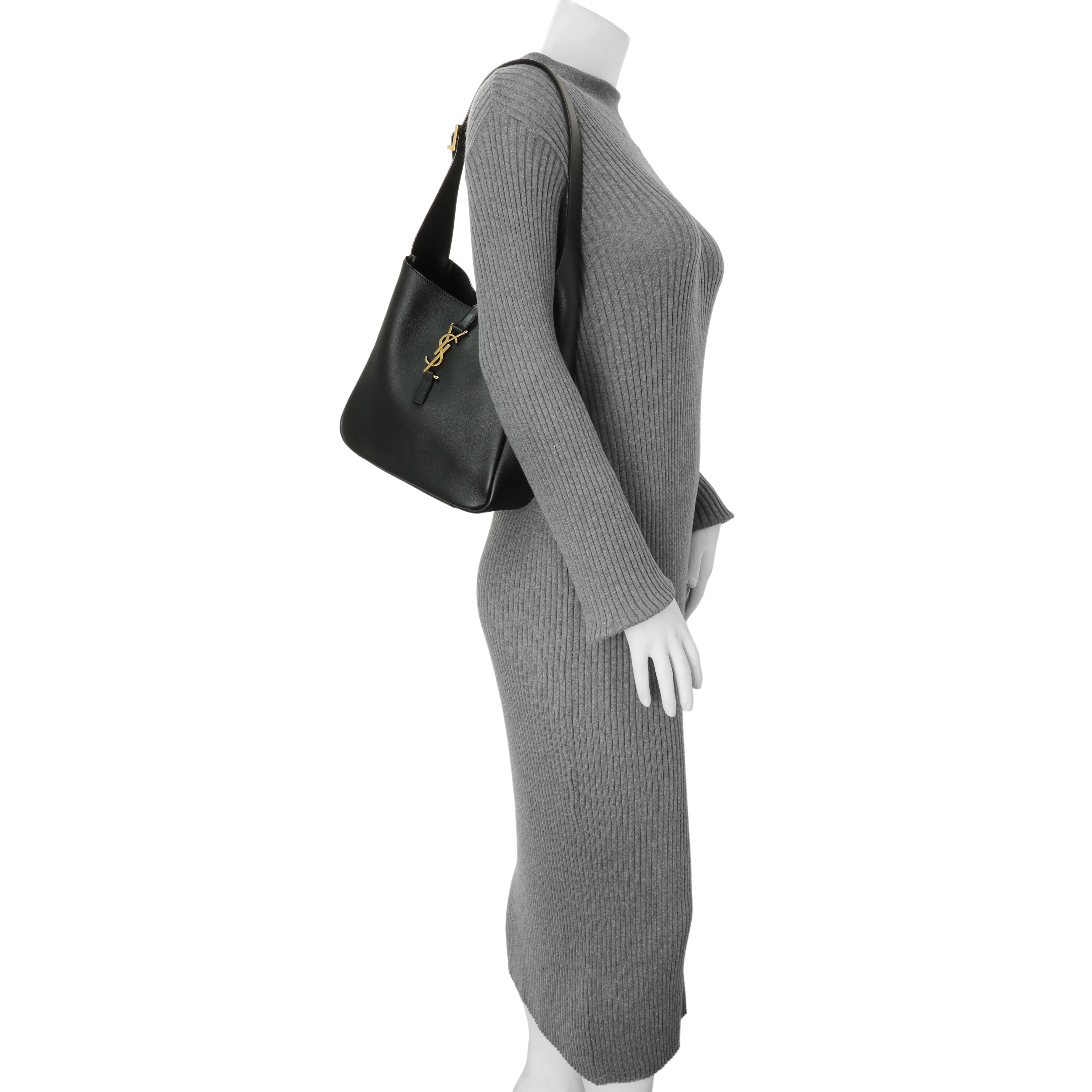 Saint Laurent Black Smooth Calfskin Small Le 5 A 7 Soft Hobo - Image 7