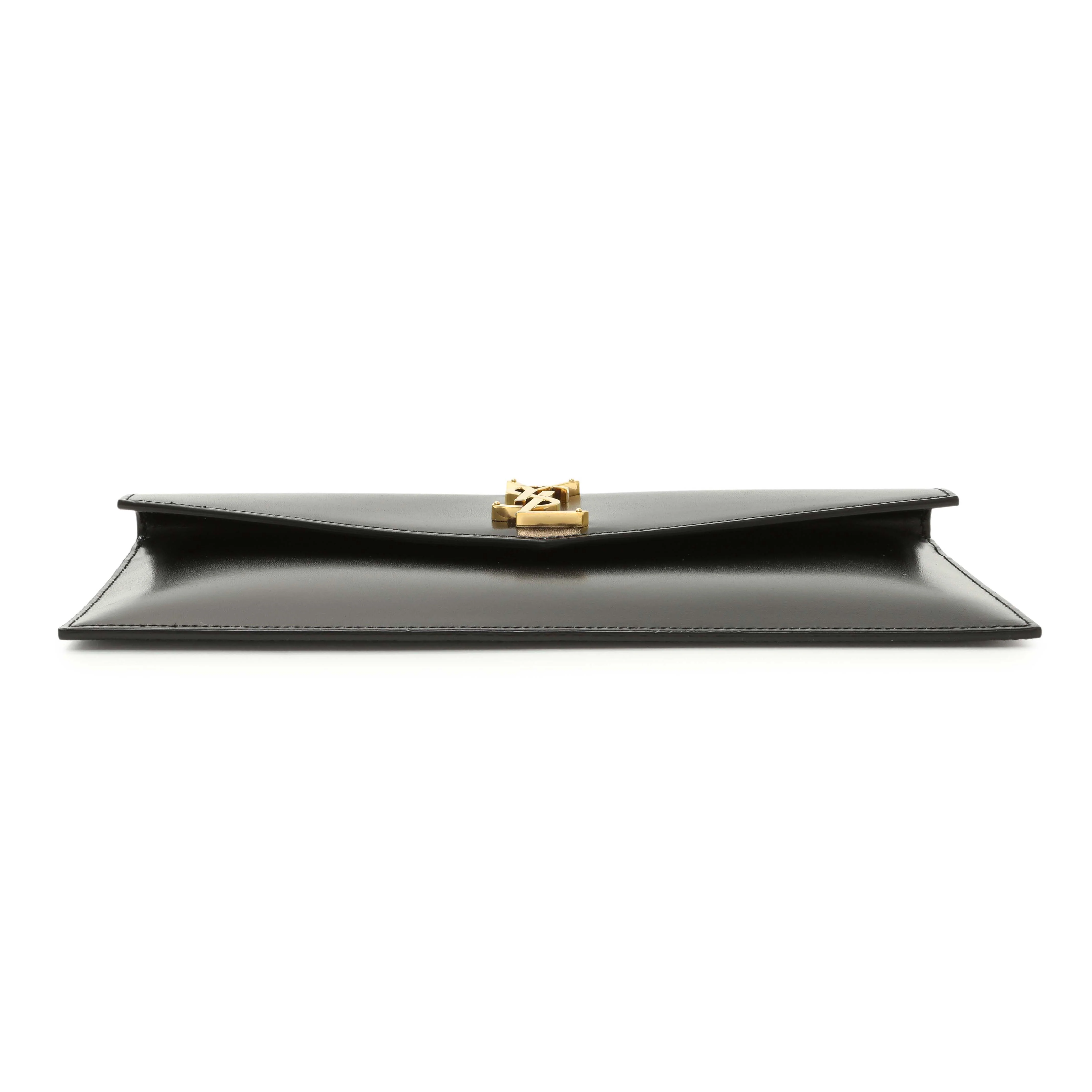 Saint Laurent Black Smooth Shiny Calfskin Monogram Uptown Pouch - Image 3