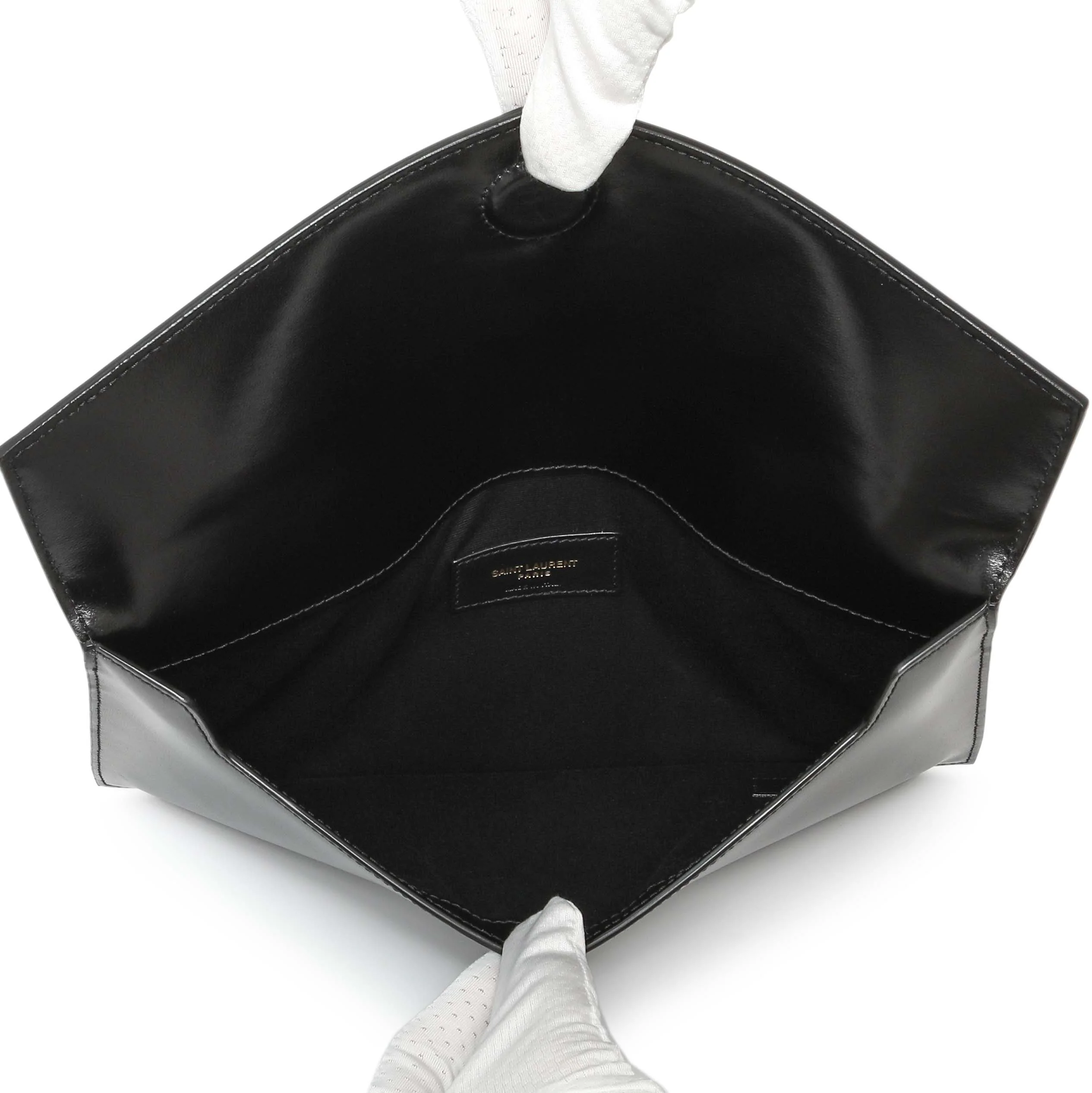 Saint Laurent Black Smooth Shiny Calfskin Monogram Uptown Pouch - Image 4