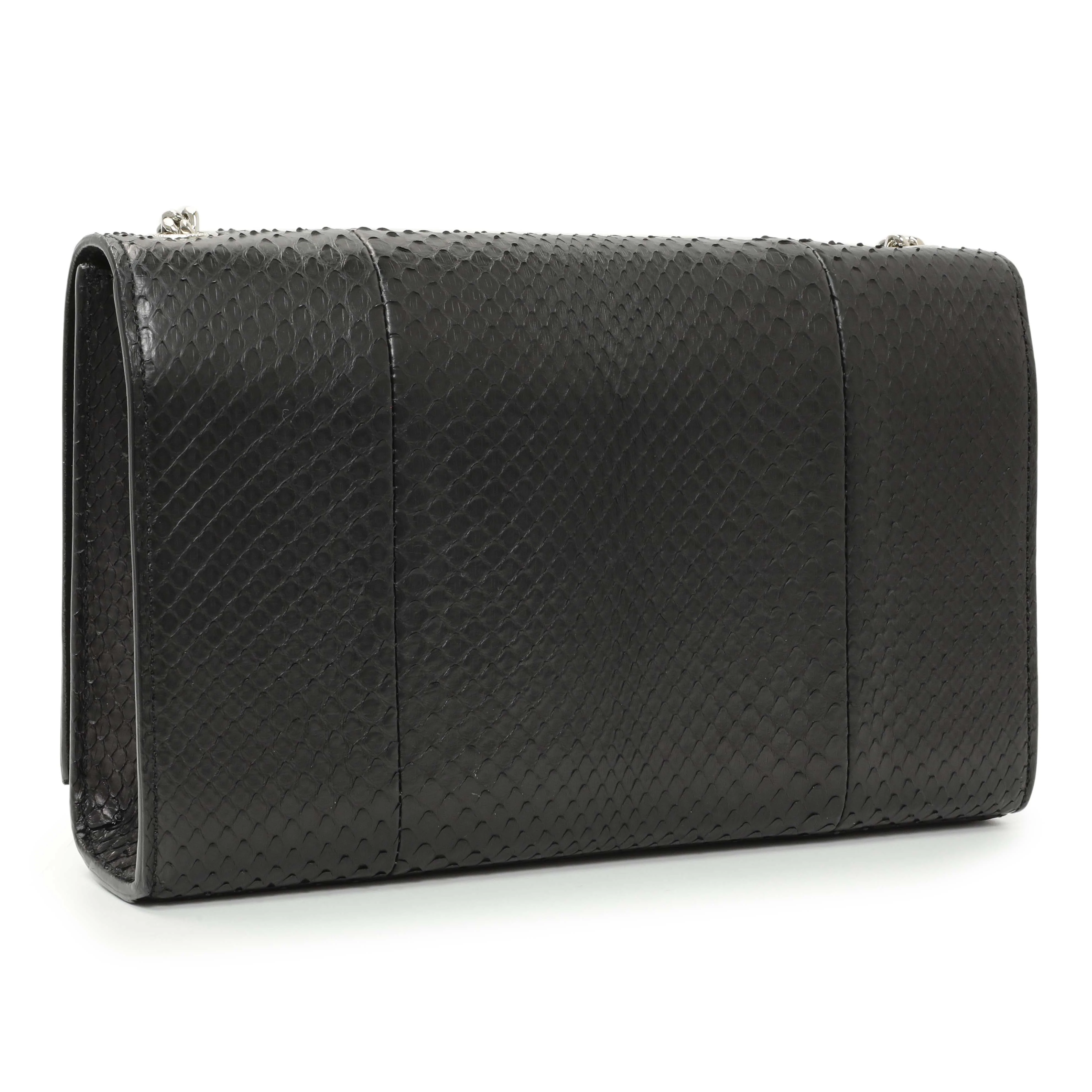 Saint Laurent Black Snakeskin Monogram Kate Tassel Satchel - Image 2