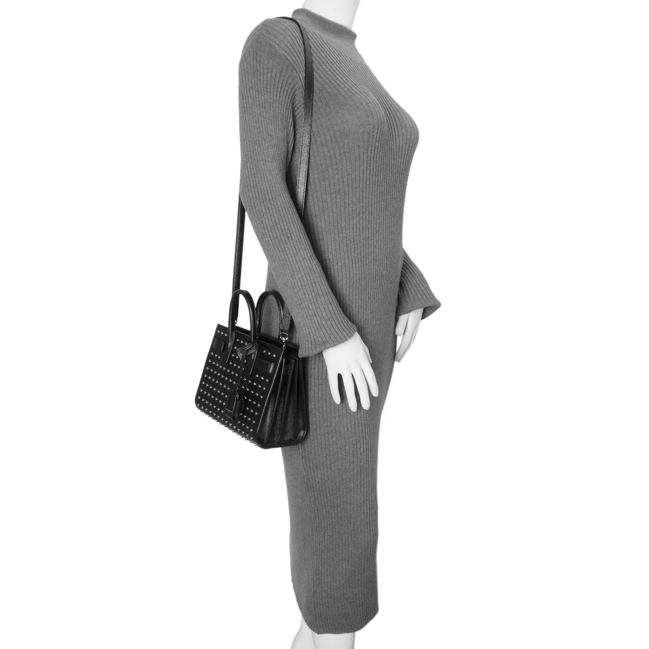 Saint Laurent Black Studded Calfskin Nano Sac De Jour - Image 6