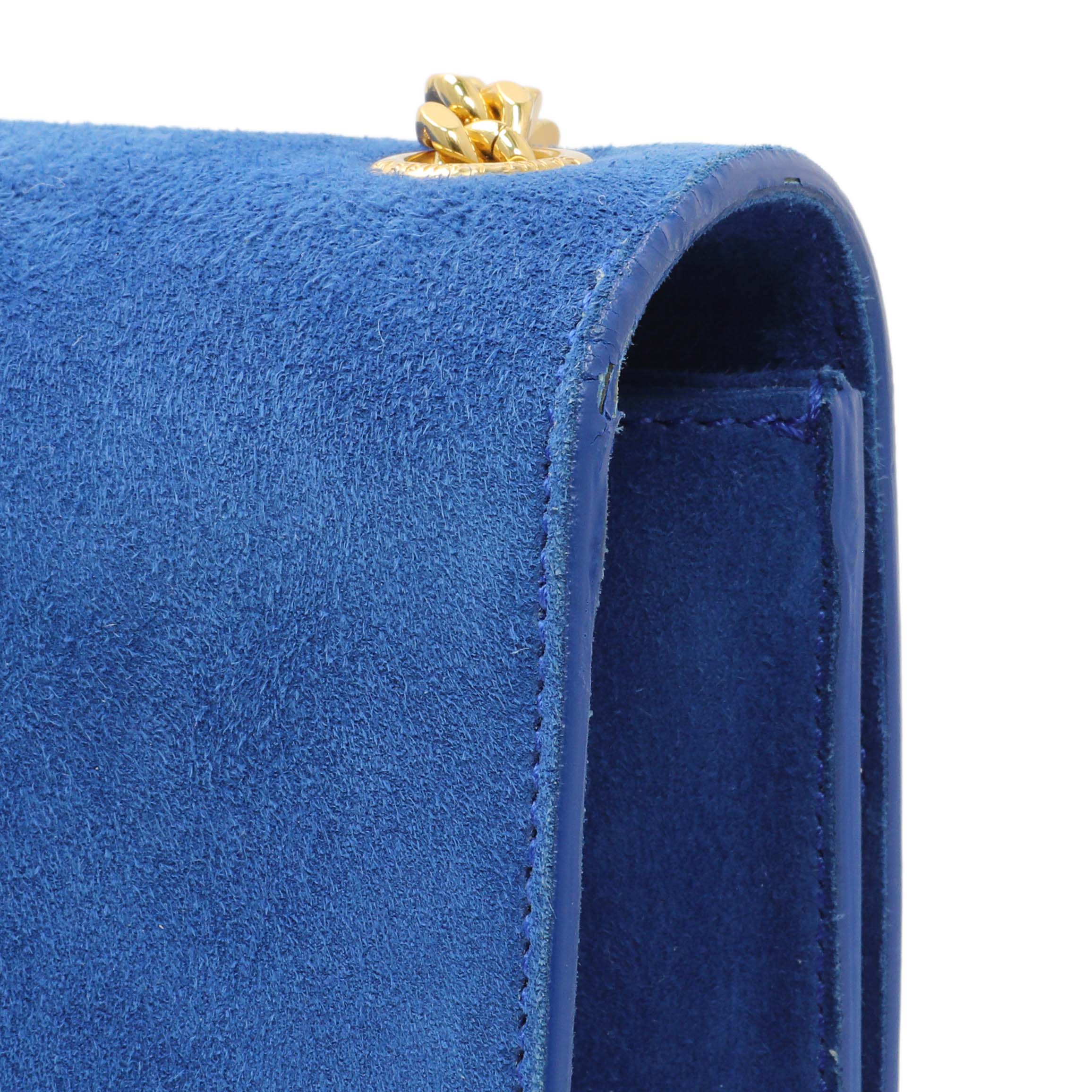 Saint Laurent Blue Suede Medium Classic Monogram Kate Tassel Satchel - Image 8