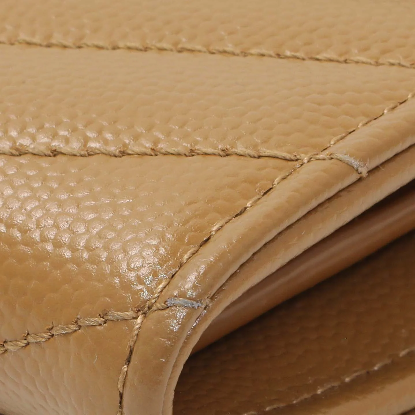Saint Laurent Brown Grain De Poudre Matelasse Chevron Monogram Flap Wallet - Image 5
