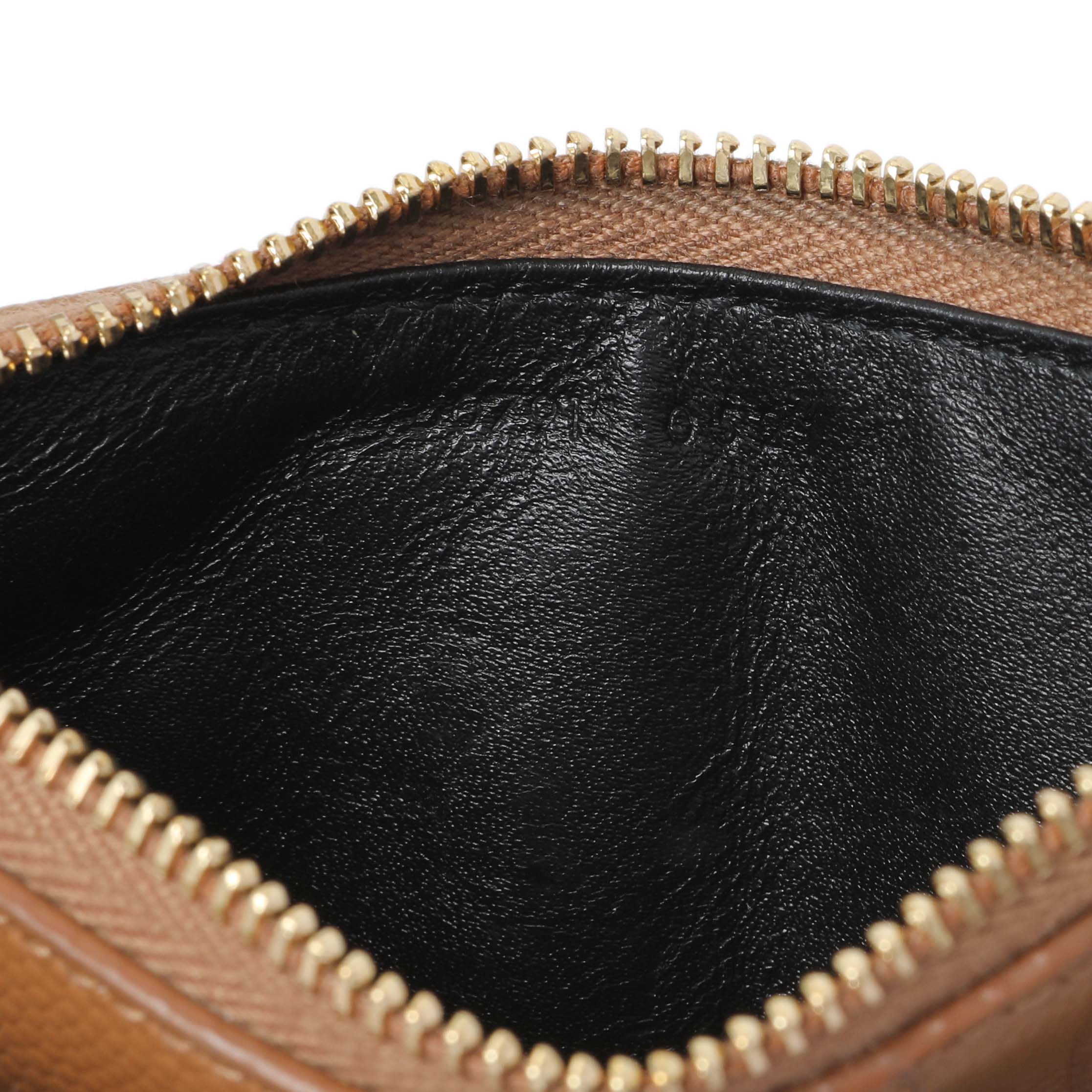 Saint Laurent Brown Grain De Poudre Matelasse Chevron Monogram Fragments Zippered Card Case - Image 10