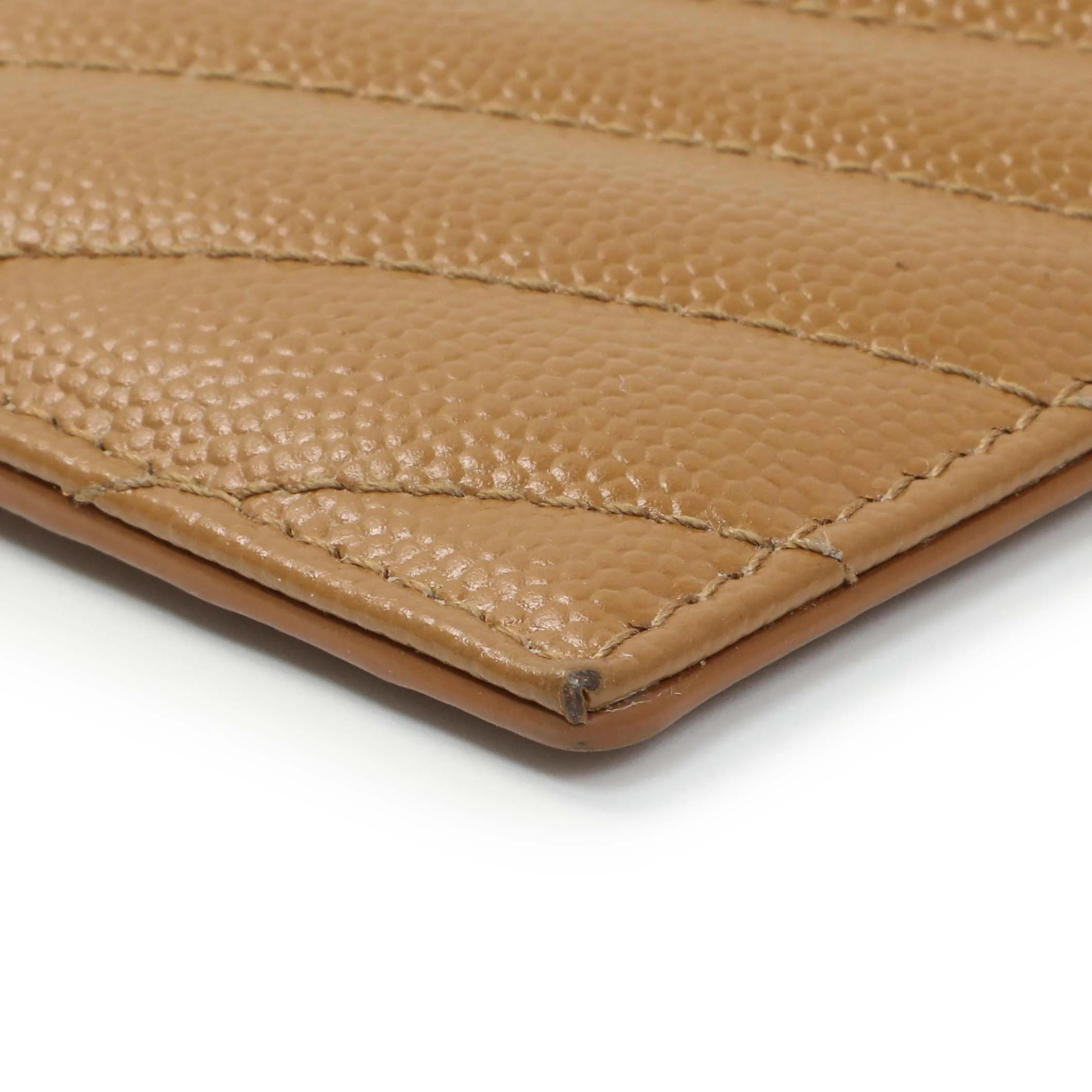 Saint Laurent Brown Grain De Poudre Matelasse Chevron Monogram Fragments Zippered Card Case - Image 5