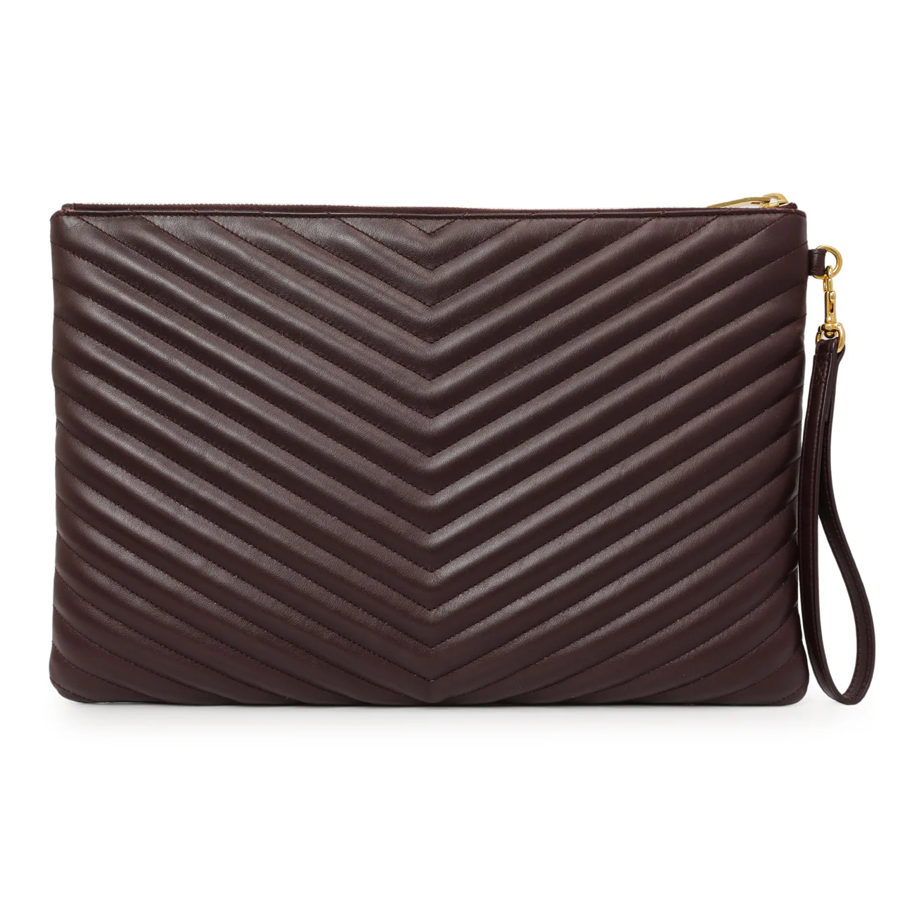 Saint Laurent Burgundy Calfskin Matelasse Chevron Monogram Document Holder - Image 2
