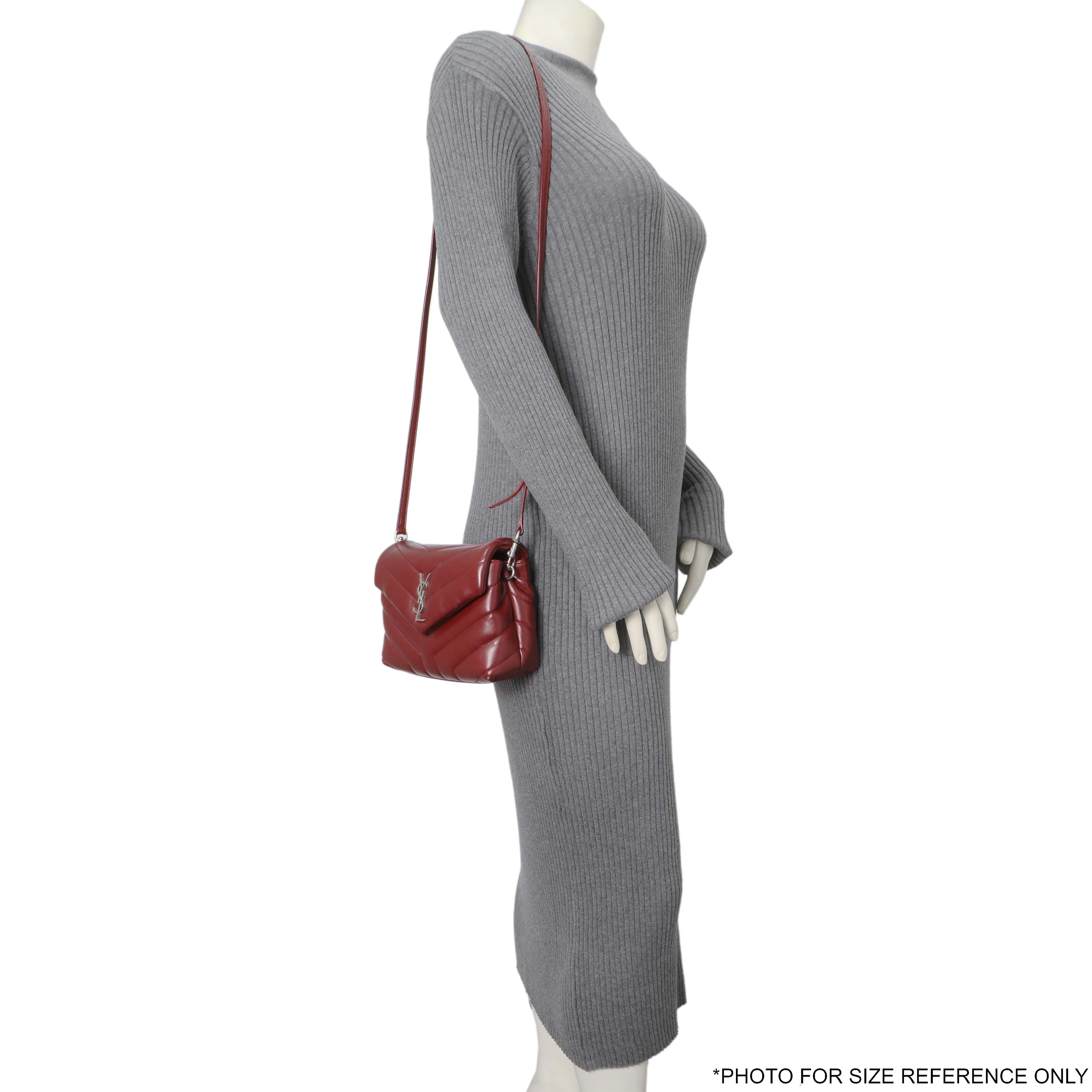 Saint Laurent Burgundy Calfskin Monogram Toy Loulou Crossbody - Image 11