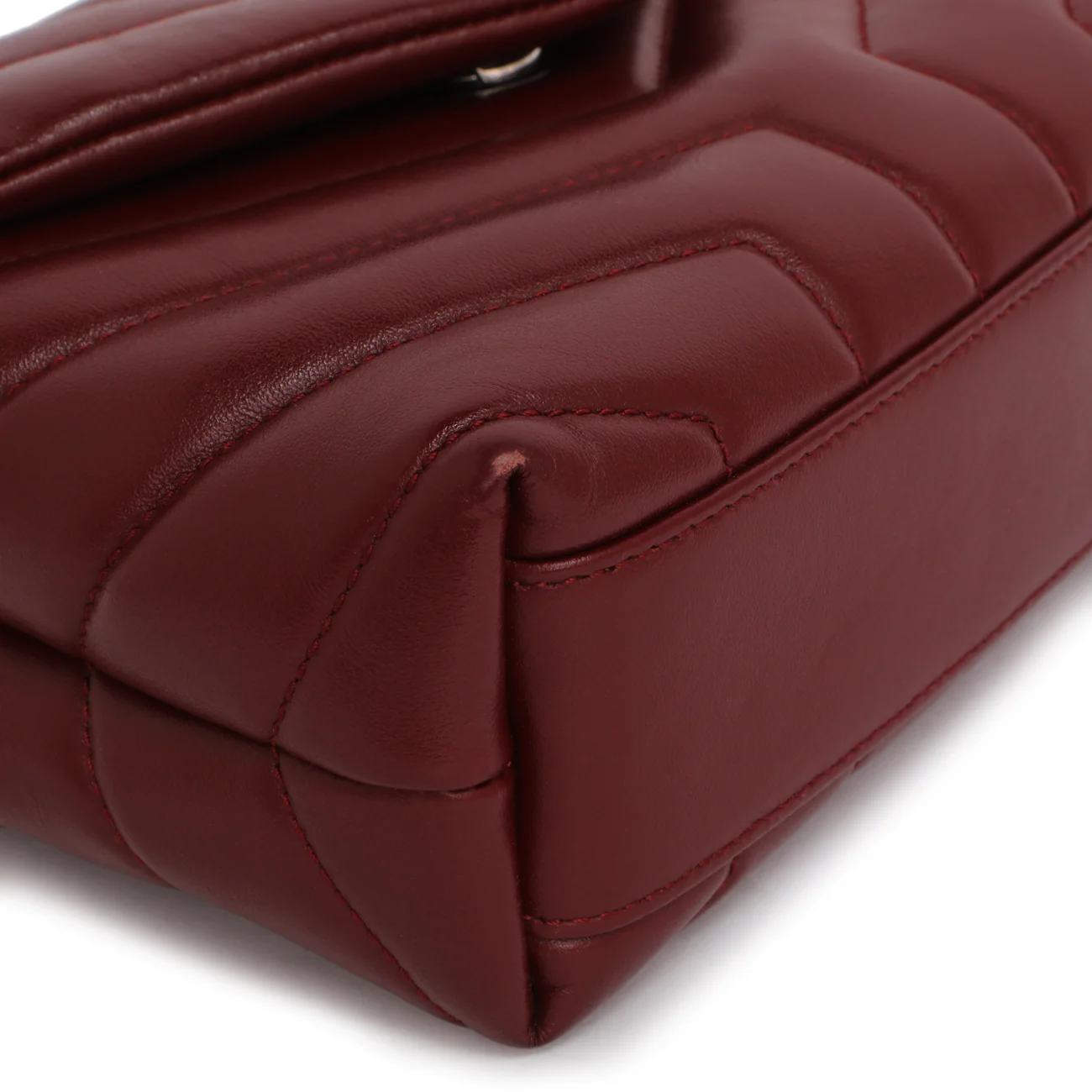 Saint Laurent Burgundy Calfskin Monogram Toy Loulou Crossbody - Image 4