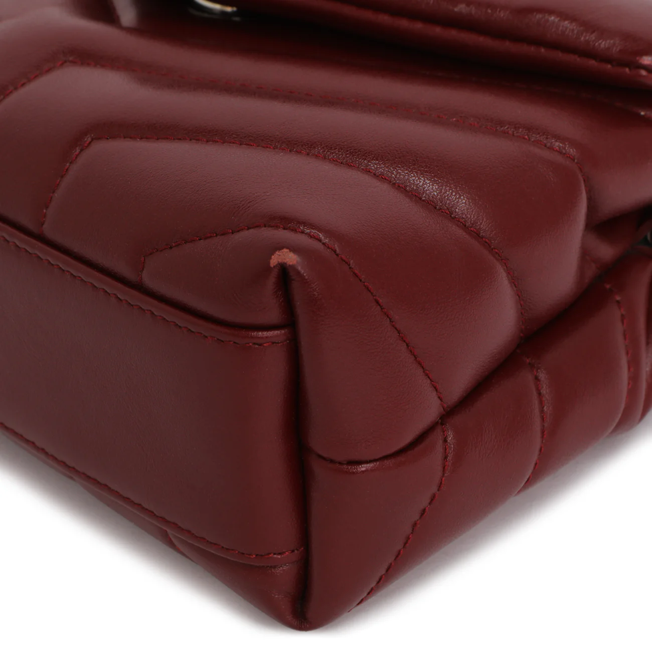 Saint Laurent Burgundy Calfskin Monogram Toy Loulou Crossbody - Image 5