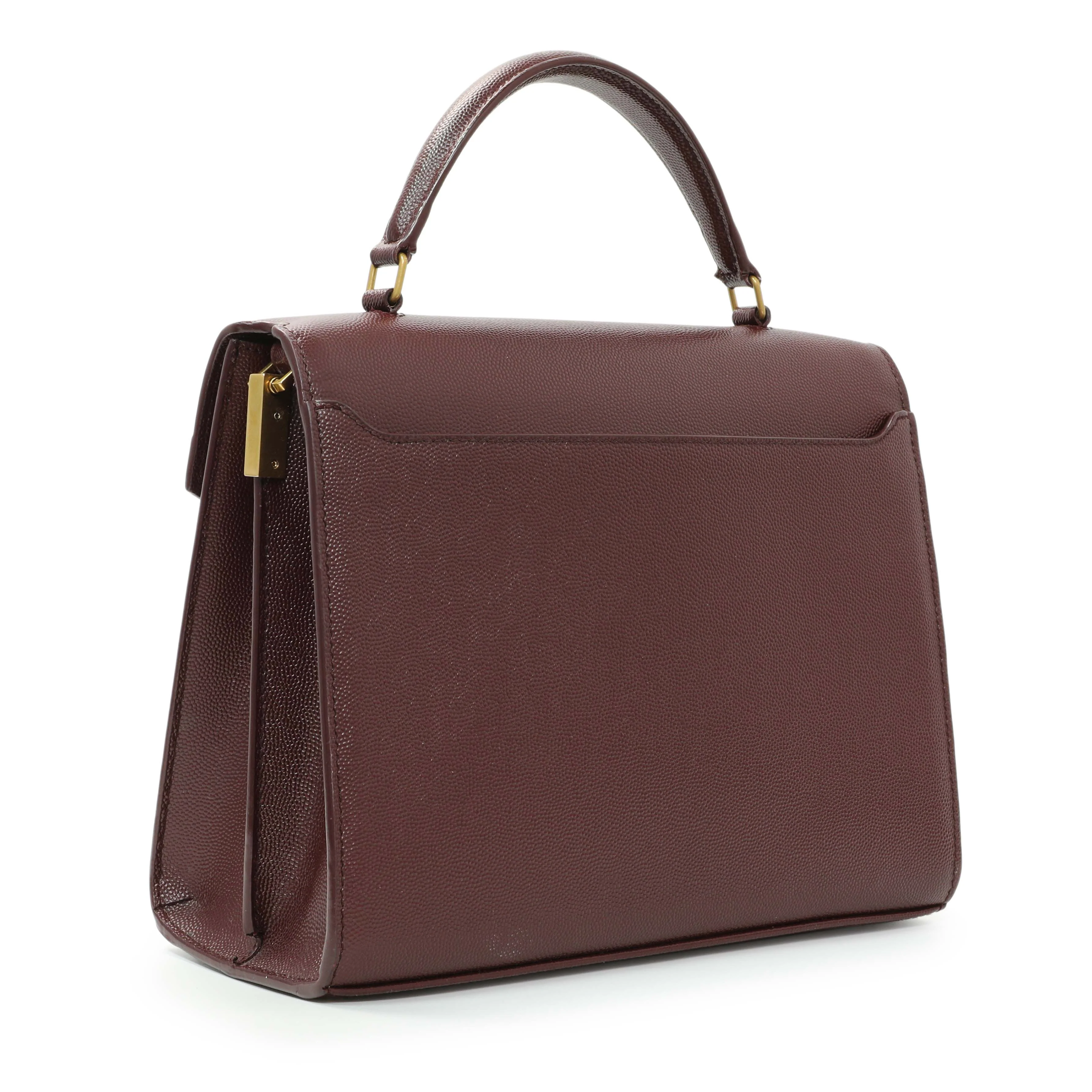 Saint Laurent Burgundy Grain de Poudre Medium Classic Monogram Cassandra Top Handle - Image 2