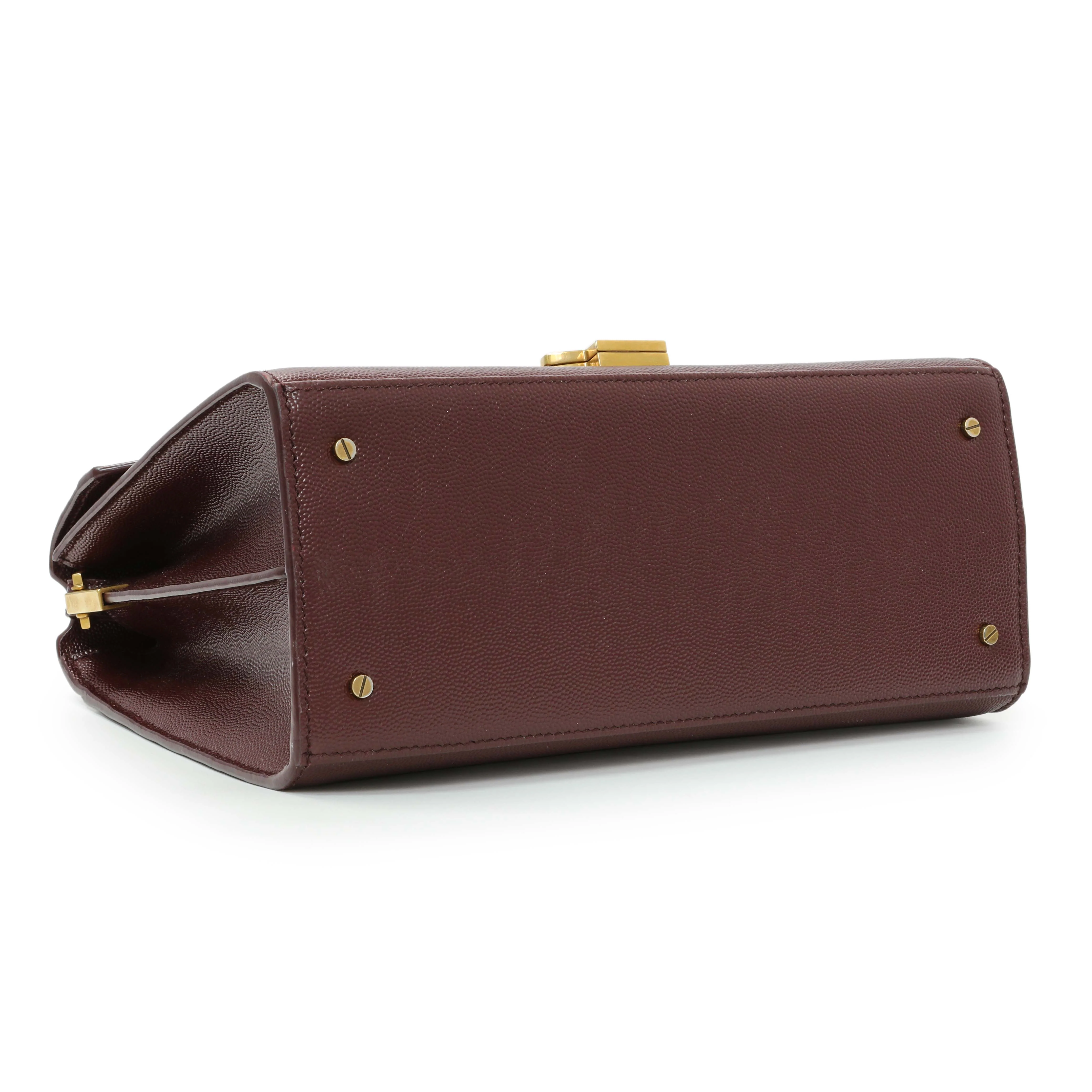 Saint Laurent Burgundy Grain de Poudre Medium Classic Monogram Cassandra Top Handle - Image 3