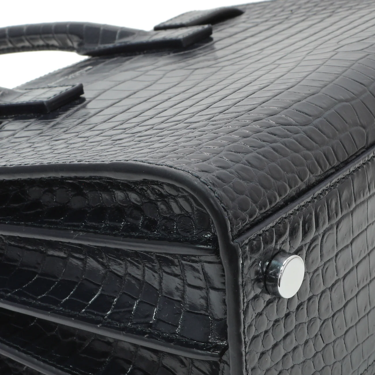Saint Laurent Calfskin Crocodile Embossed Nano Sac De Jour - Image 4