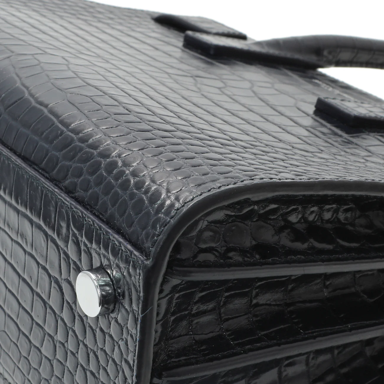Saint Laurent Calfskin Crocodile Embossed Nano Sac De Jour - Image 5
